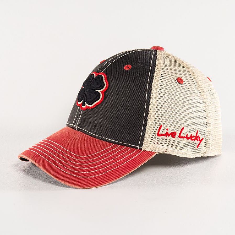 Black Clover 2-Tone Vintage 19 Mesh-Back Cap - Black/Red/Stone