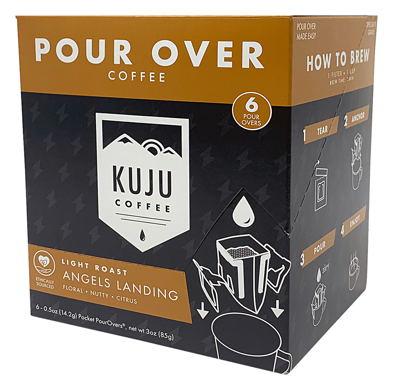 Kuju Coffee Angels Landing Light Roast 6-Pack Pocket Pour-Over Coffee