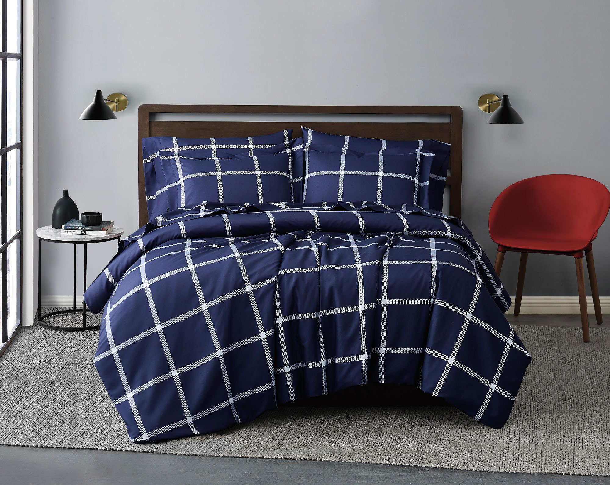 Truly Soft Printed Windowpane Microfiber Comforter Set