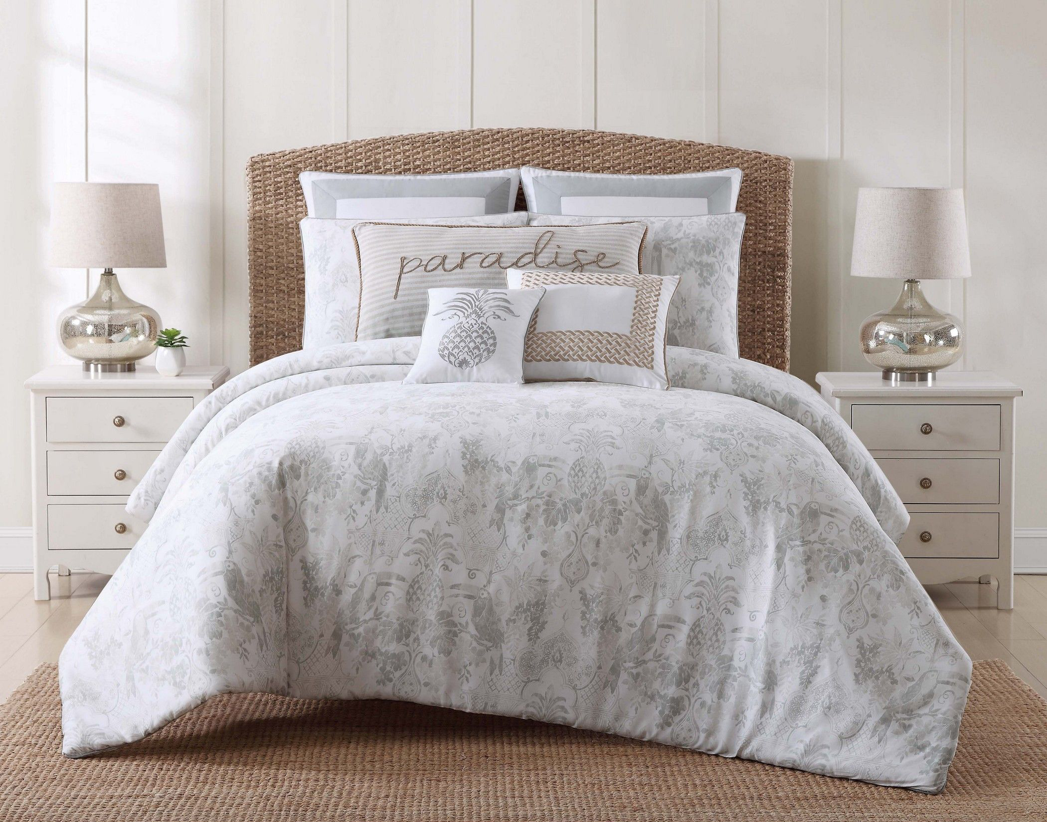 Oceanfront Resort Tropical Plantation Toile Bedding Collection Duvet Set - 