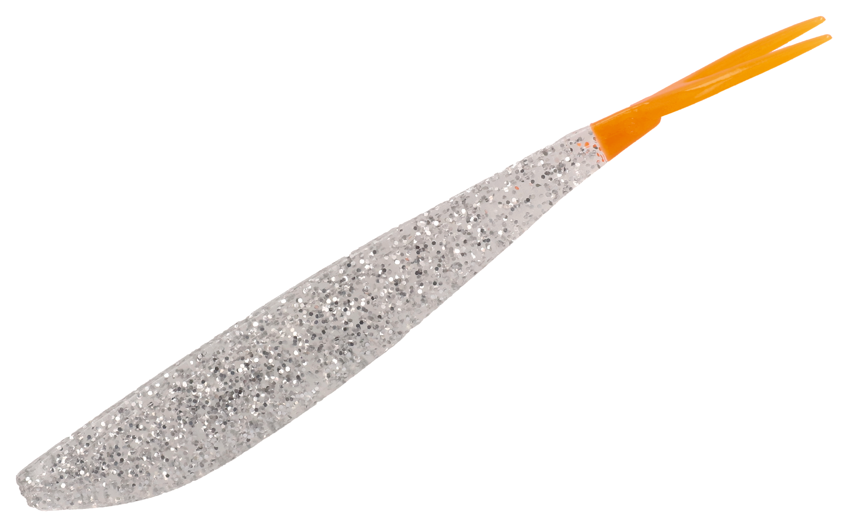 Image of Bass Pro Shops Walleye Angler Slim Minnow - 4' - Silver Glitter/Orange Tail