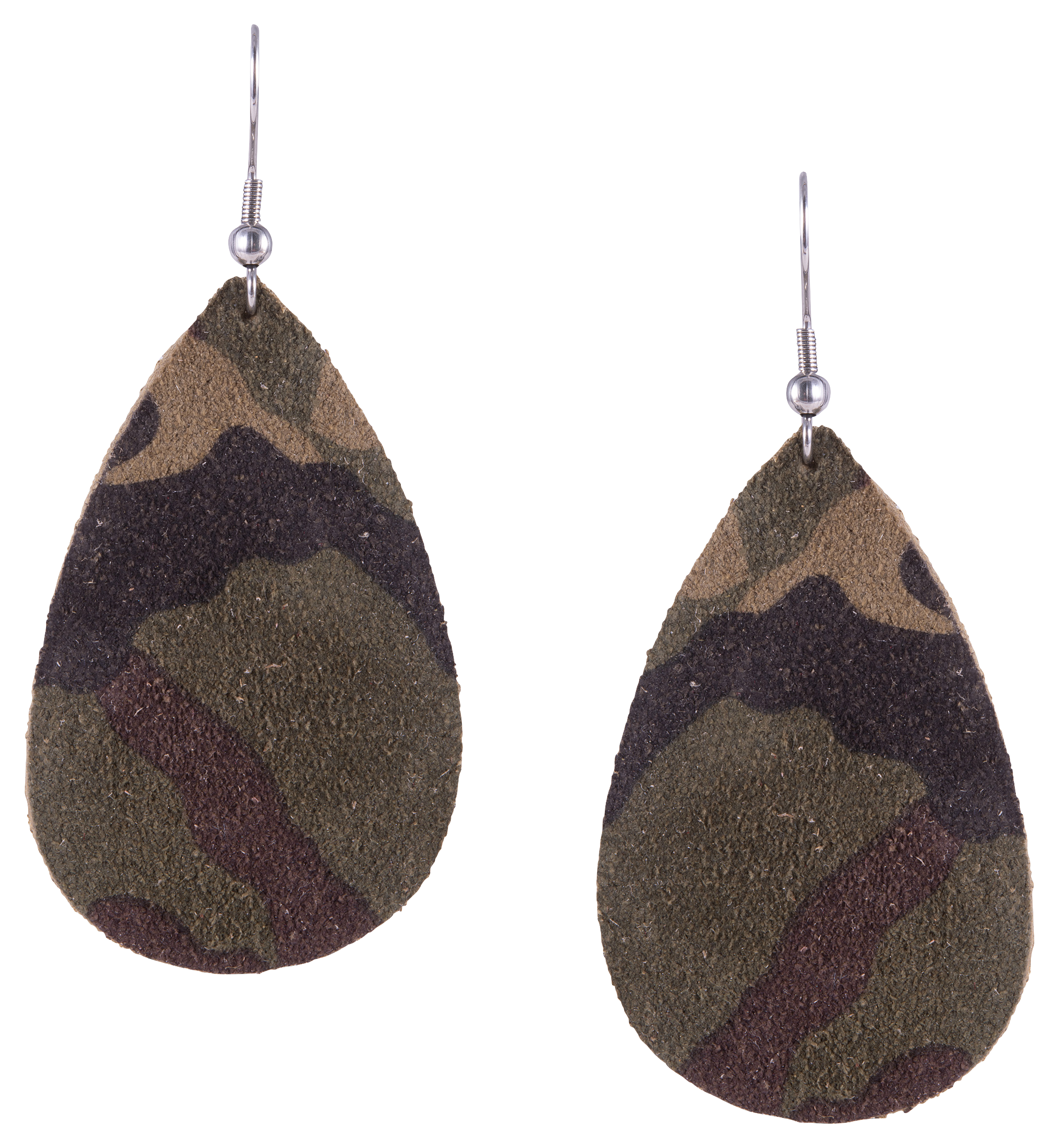 Amanda Blu Green Camo Leather Teardrop Earrings