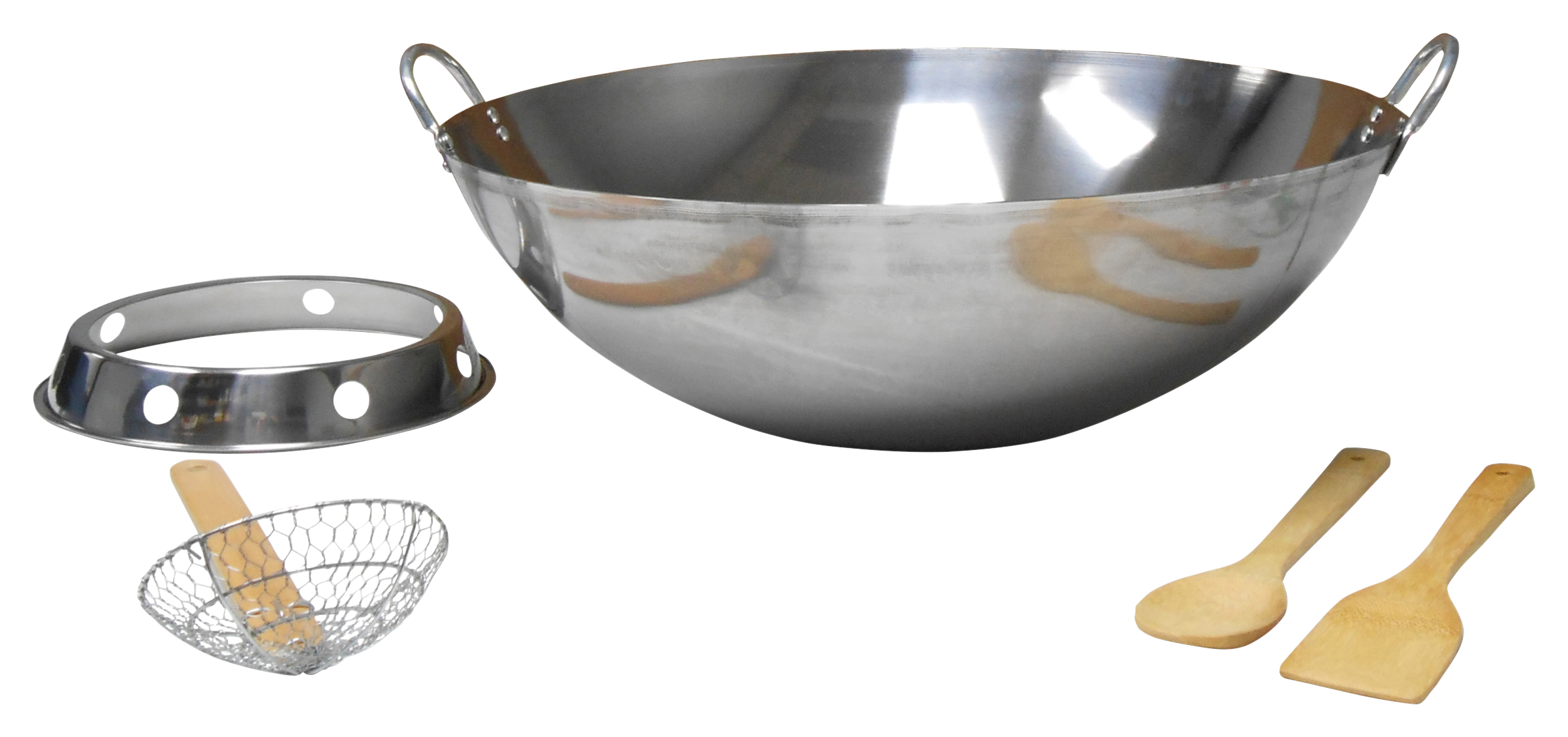 Image of King Kooker 22' Stainless Steel Wok with Ring and Bamboo Tools