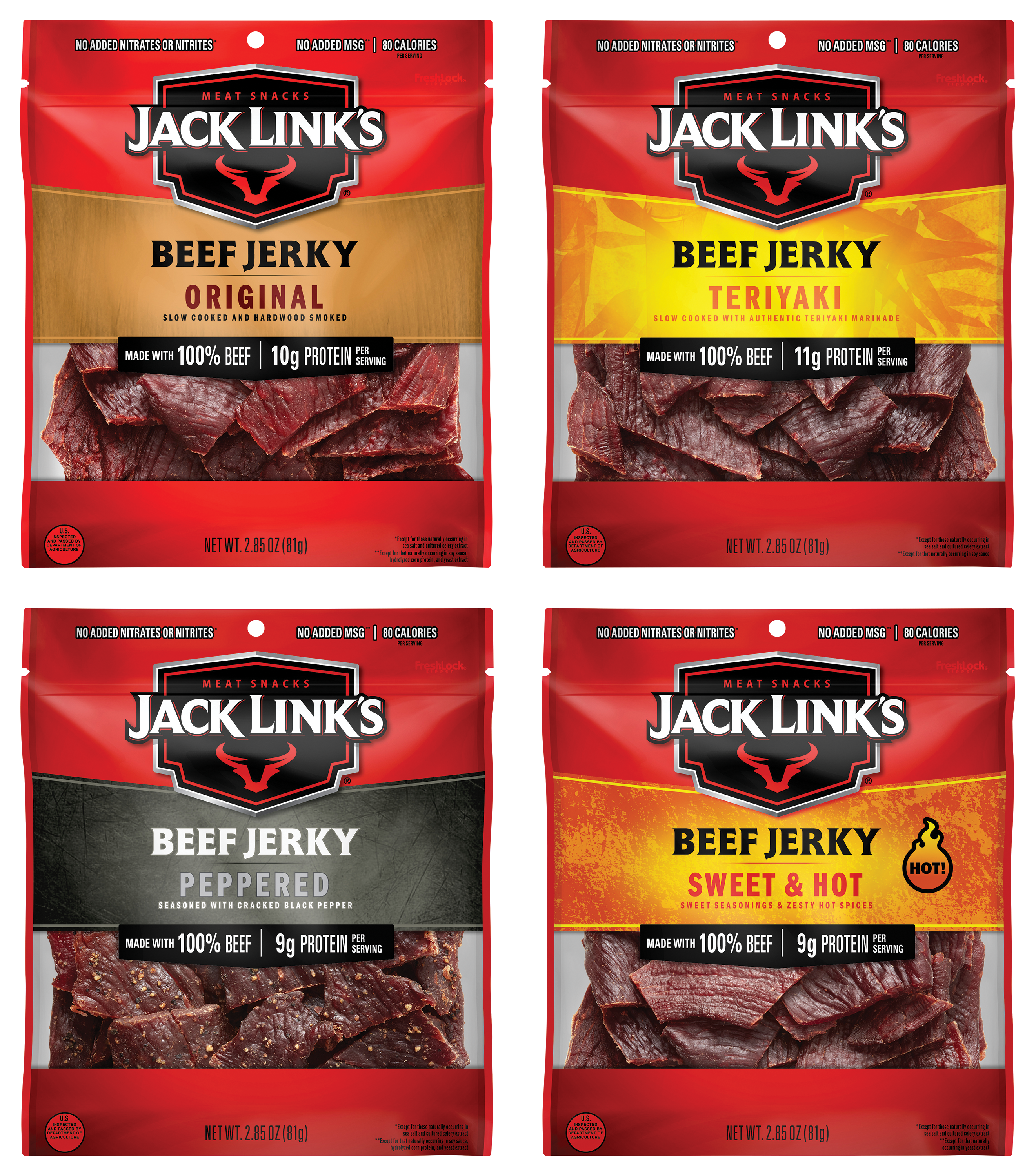 Jack Links Original, Teriyaki, Peppered, and Sweet and Hot Beef Jerky Comb