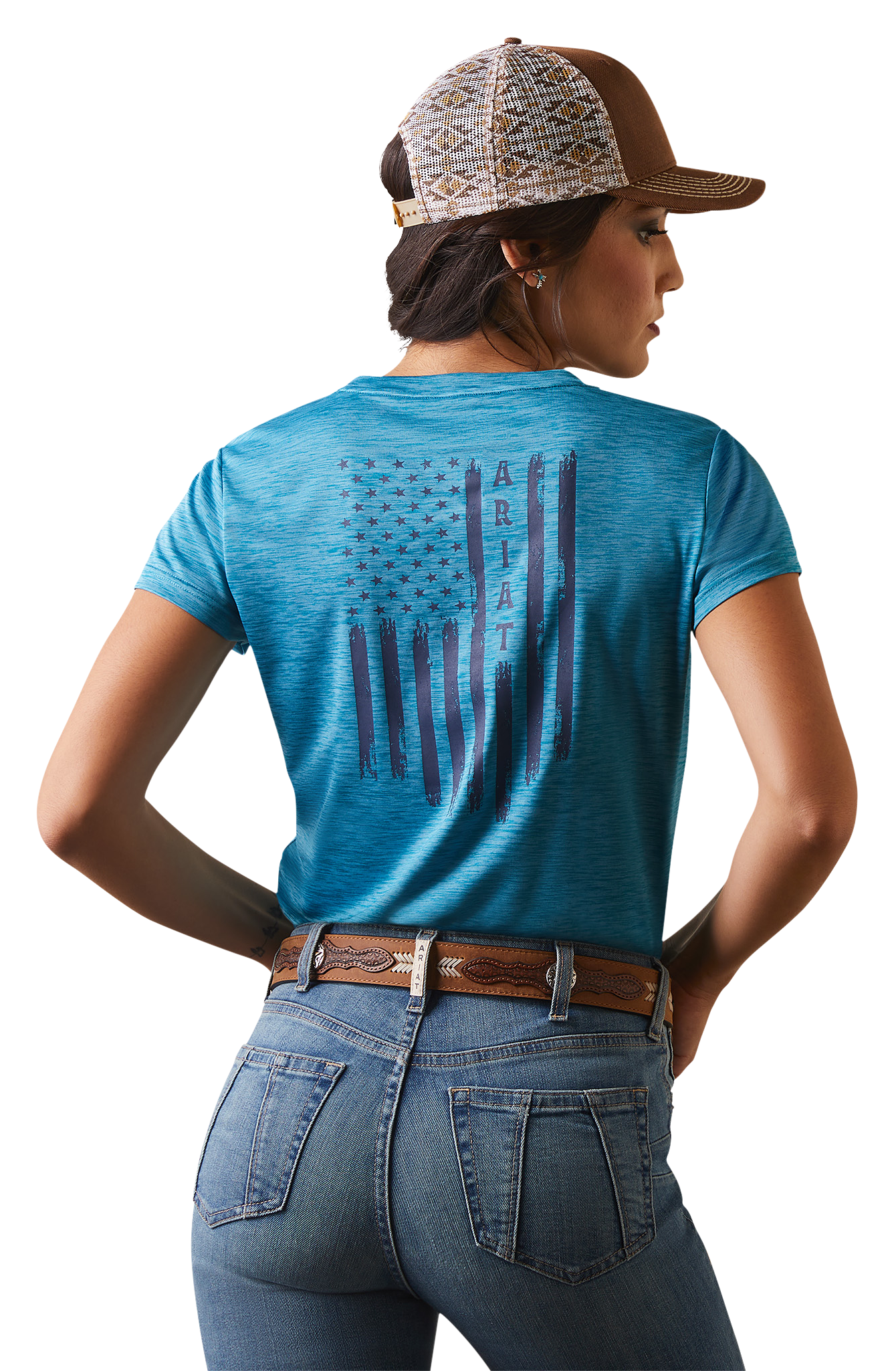 Ariat Laguna Patriot Short-Sleeve V-Neck T-Shirt for Ladies - Mosaic Blue - XXL - Ariat