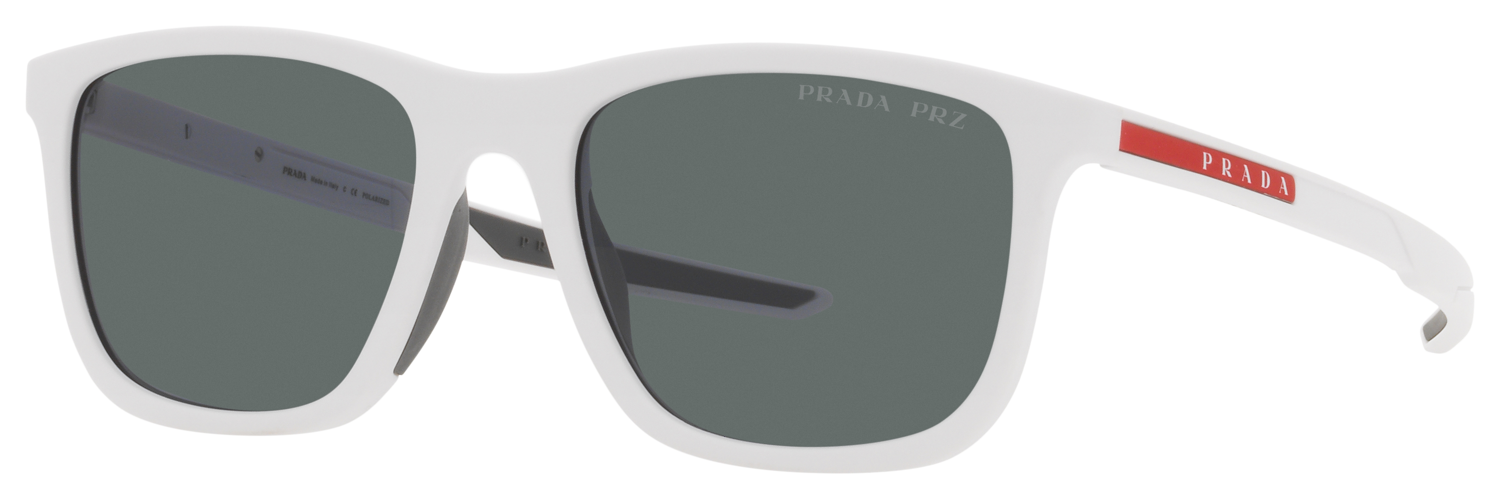 Prada Linea Rossa PS 10WS Polarized Sunglasses - Dark Grey/White Rubber
