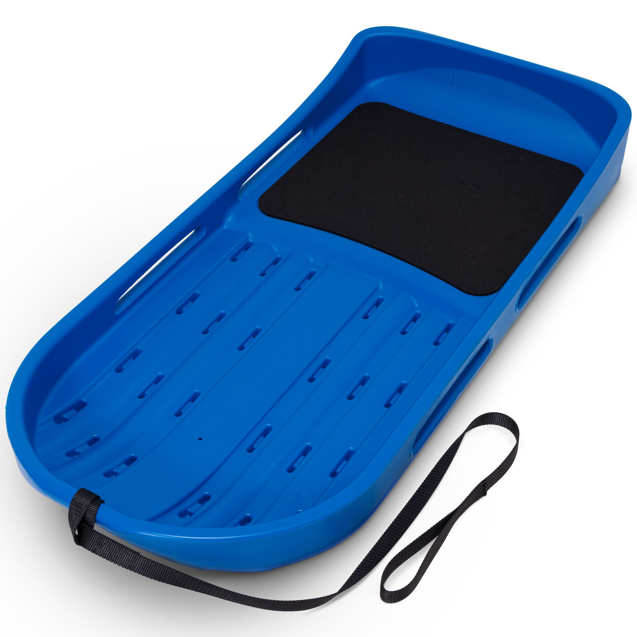 GoSports 2-Person Premium Snow Sled with Pull Strap and Padded Seat - Blue