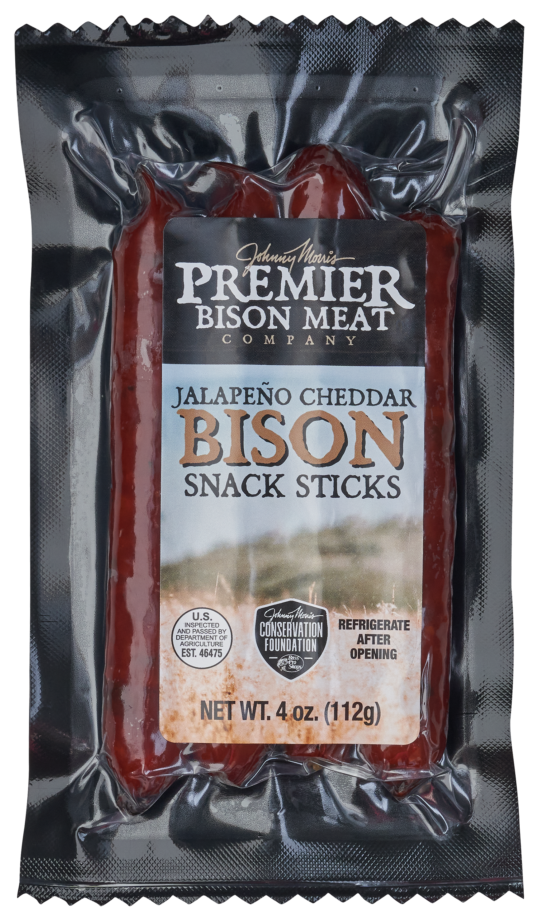 Image of Johnny Morris Premier Bison Meat Company Jalapeo Cheddar Bison Snack Sticks