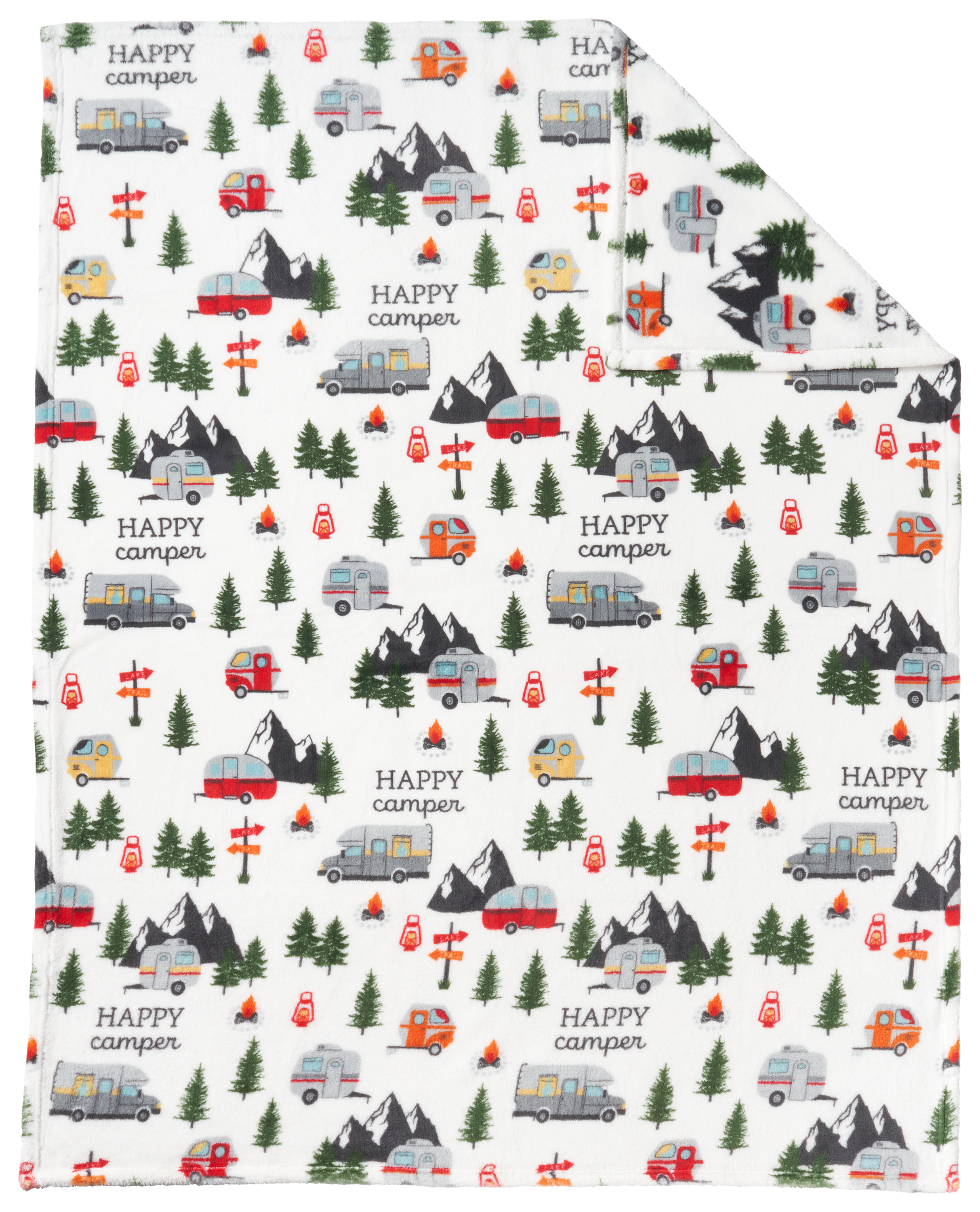 Image of White River Home Happy Camper Coral Fleece Throw Blanket