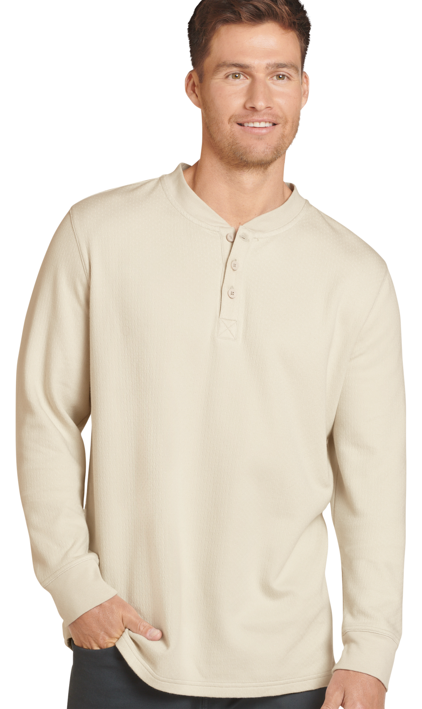 Jockey Outdoors Long-Sleeve Henley for Men - Smokey Haze - S