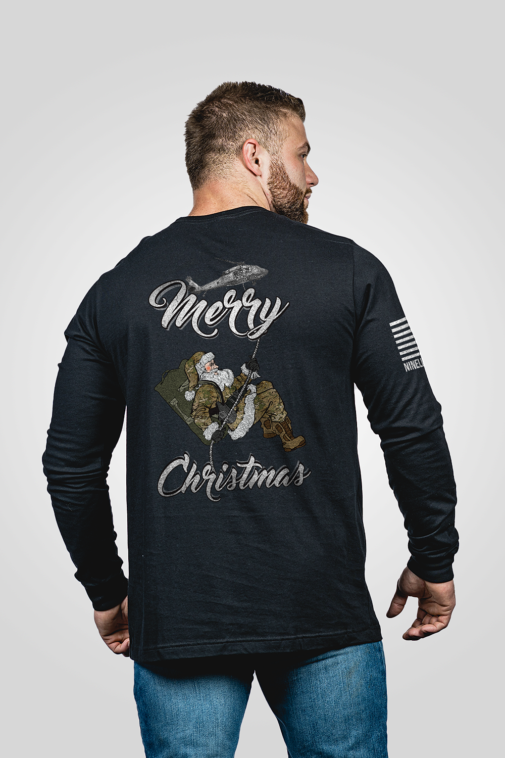 Nine Line Apparel Tactical Santa Long-Sleeve T-Shirt for Men - Black - M