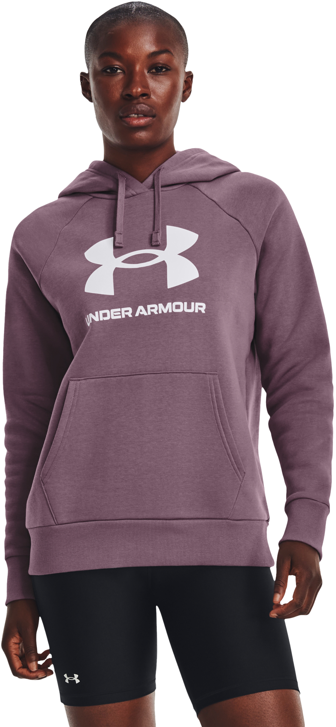 Image of Under Armour Rival Fleece Big Logo Long-Sleeve Hoodie for Ladies - Misty Purple/White - XS