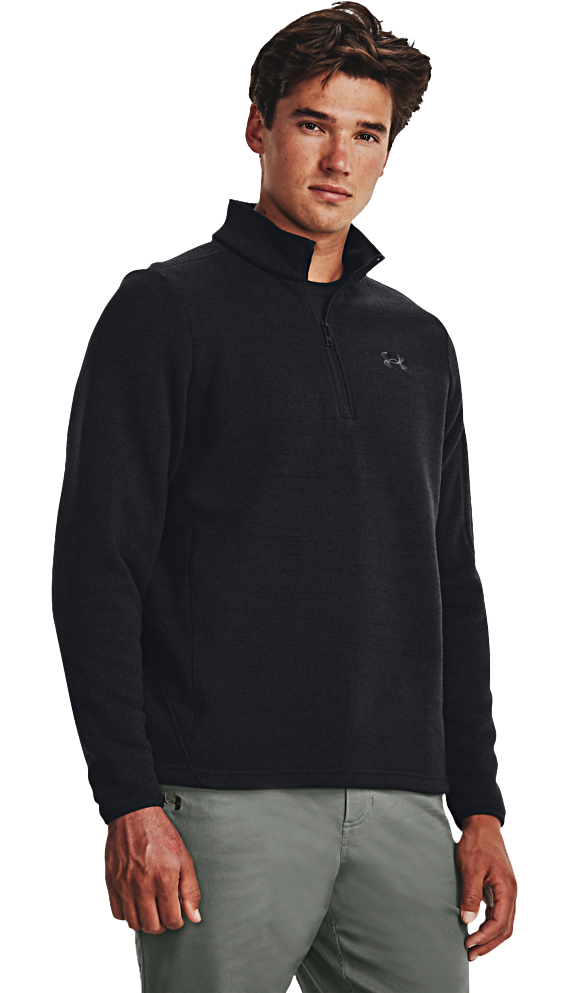 Under Armour Specialist Quarter-Zip Long-Sleeve Pullover for Men - Black/Jet Gray - S - Under Armour