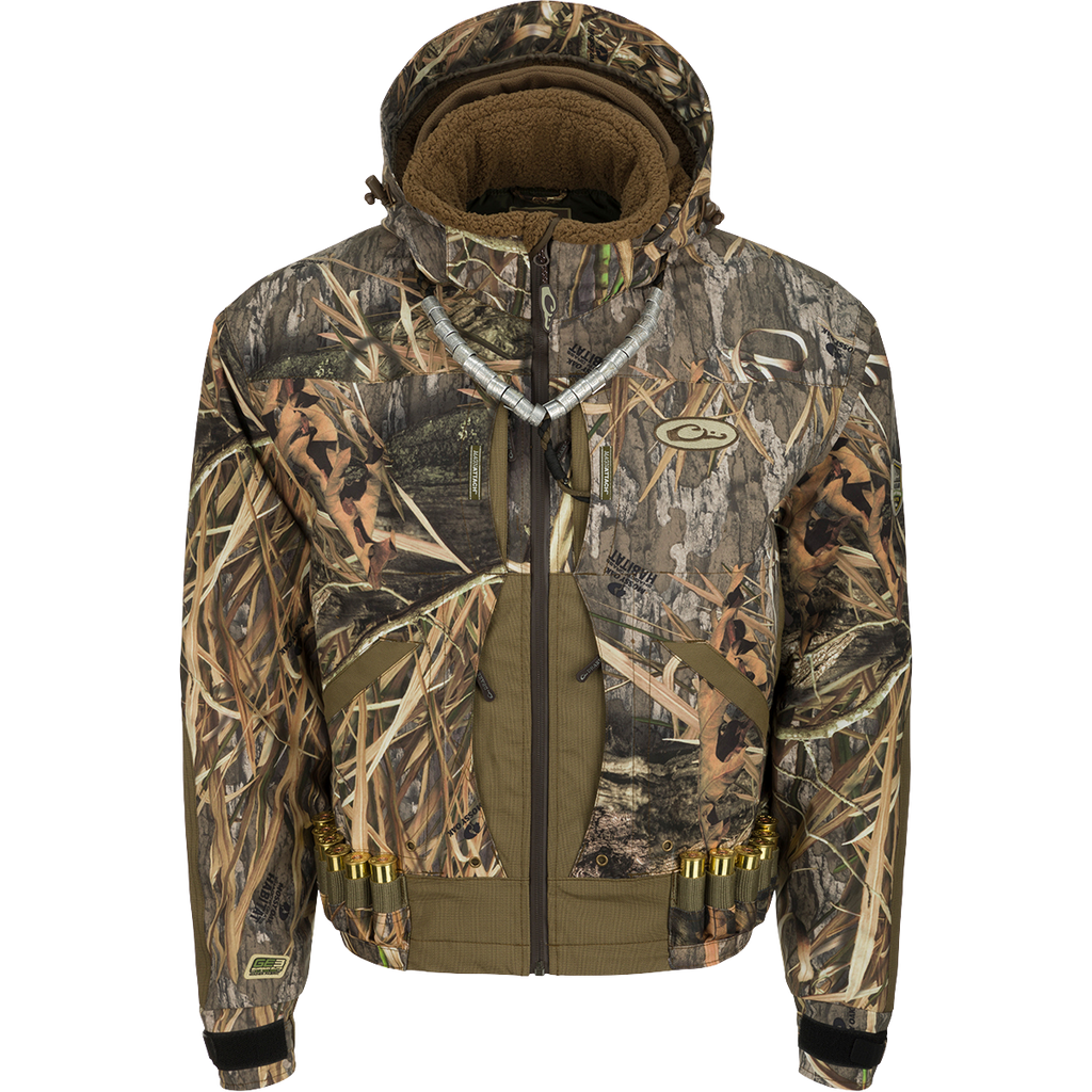 Drake Waterfowl Guardian Elite Flooded Timber Insulated Jacket for Men - Mossy Oak Shadow Grass Habitat - S - Drake Waterfowl