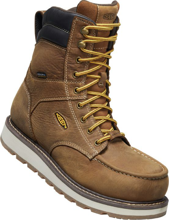 Image of KEEN Utility Cincinnati 8' Waterproof Carbon-Fiber Toe Work Boots for Men - Belgian/Sandshell - 10.5W