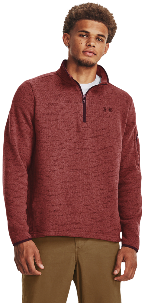 Under Armour Specialist Quarter-Zip Long-Sleeve Pullover for Men - Cinna Red/Dark Maroon - S - Under Armour