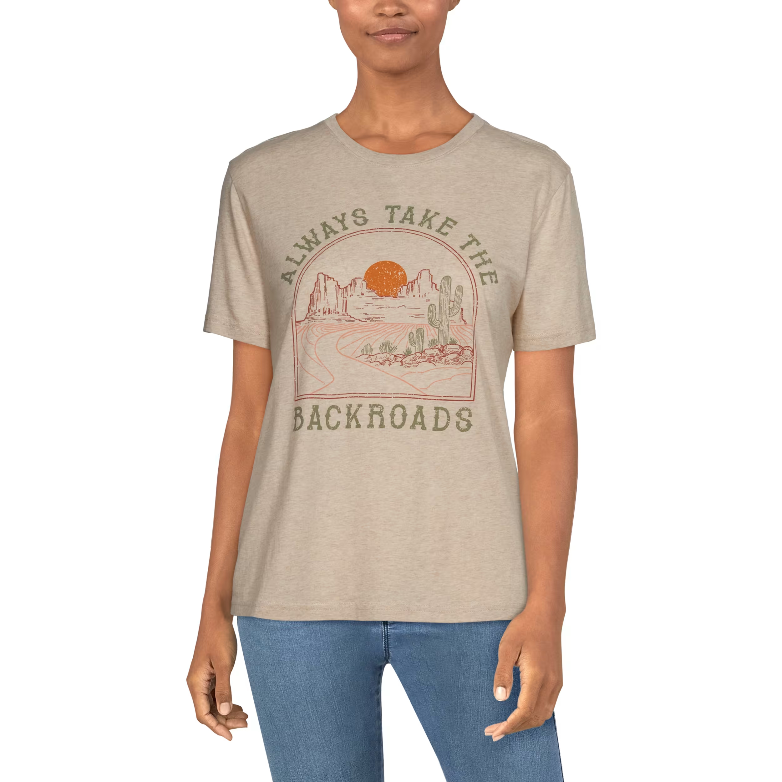 Natural Reflections Natural Reflections Take the Backroads Graphic Short-Sleeve Tee for Ladies - Egret Heather - $14.97 at Cabela's Program