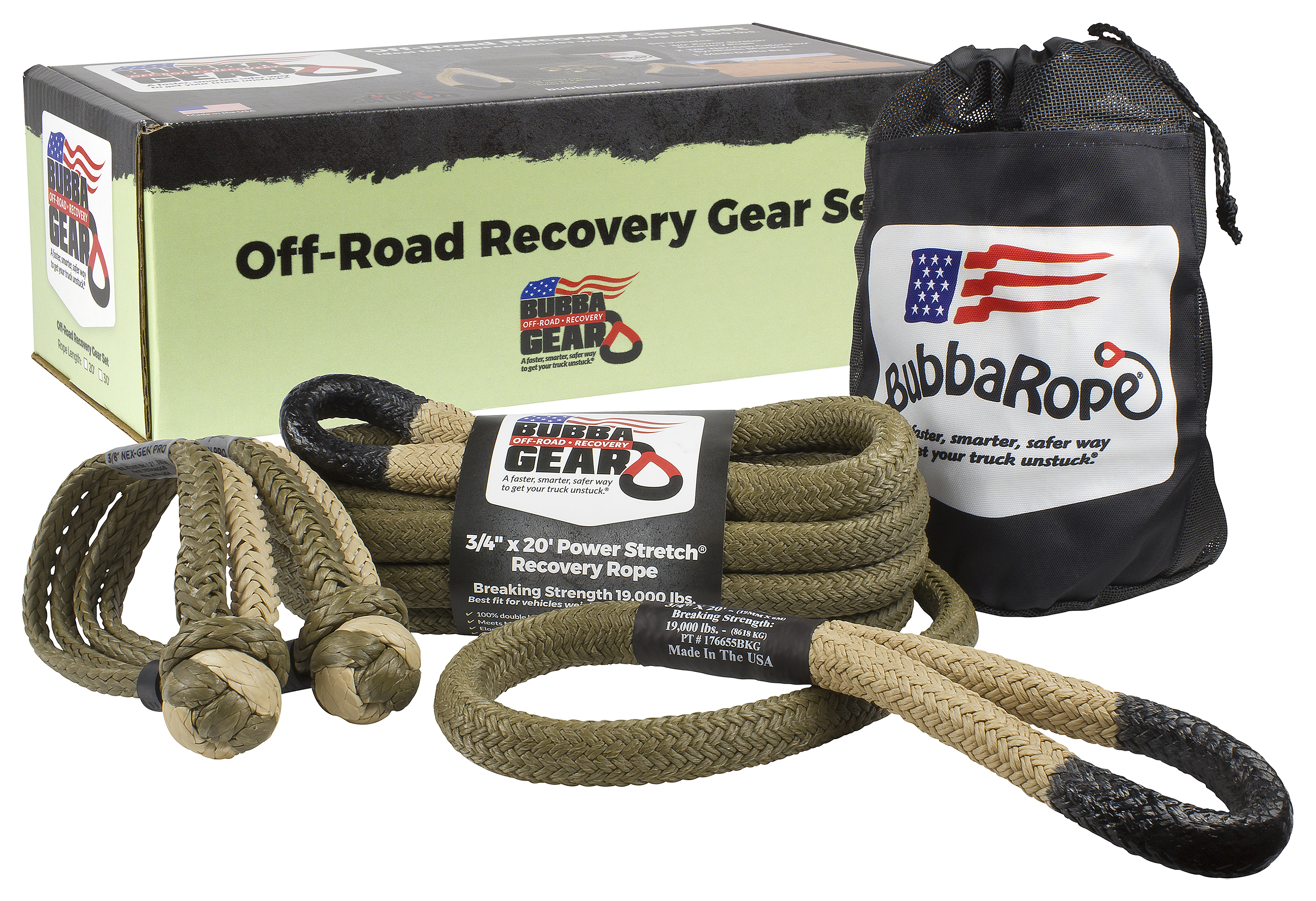 Image of Bubba Rope Off-Road Jeep Recovery Gear Set - 3/4' x 20'