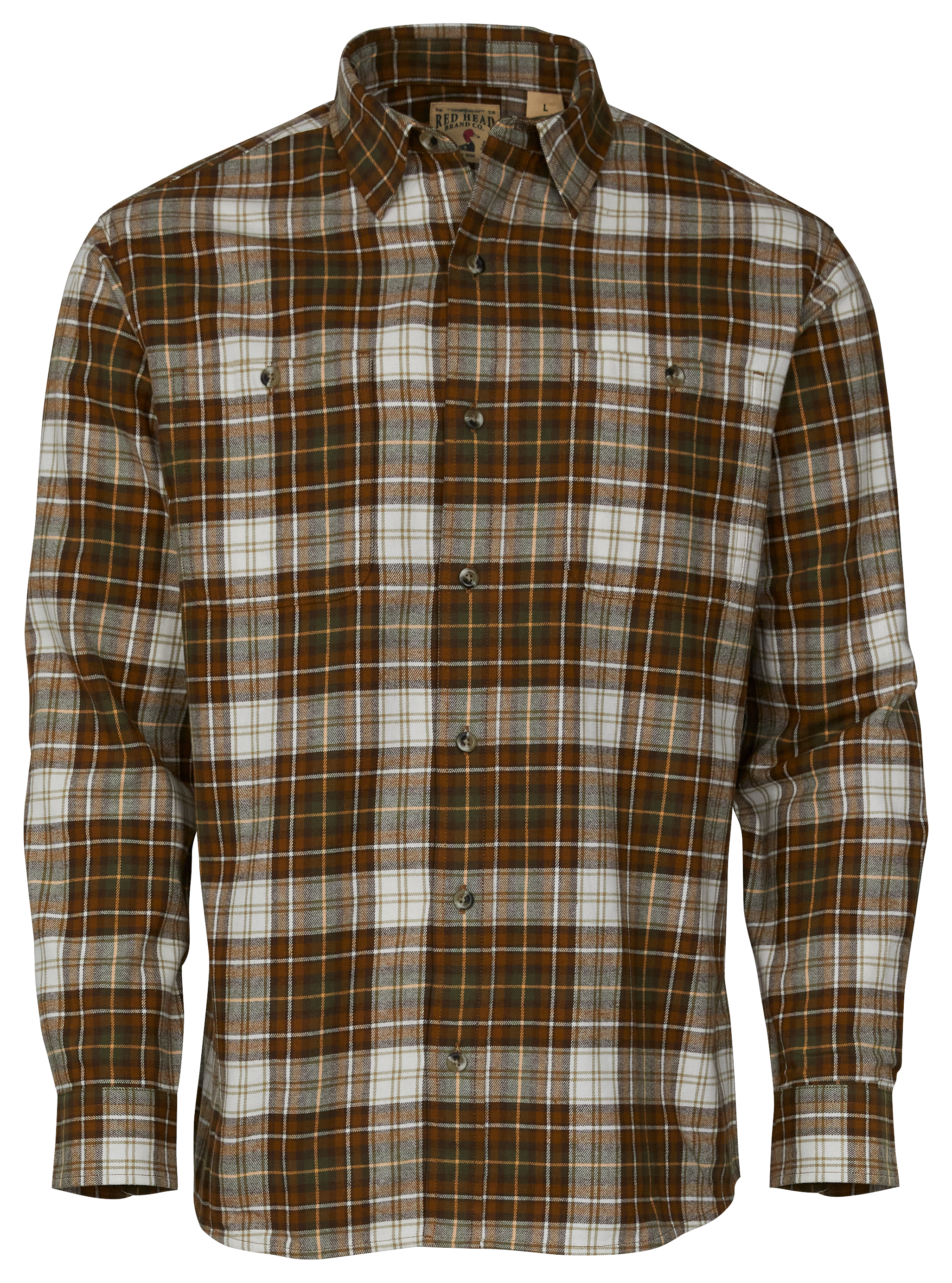 Image of RedHead Ozark Mountain Flannel Long-Sleeve Button-Down Shirt for Men - Green/Brown - XLT