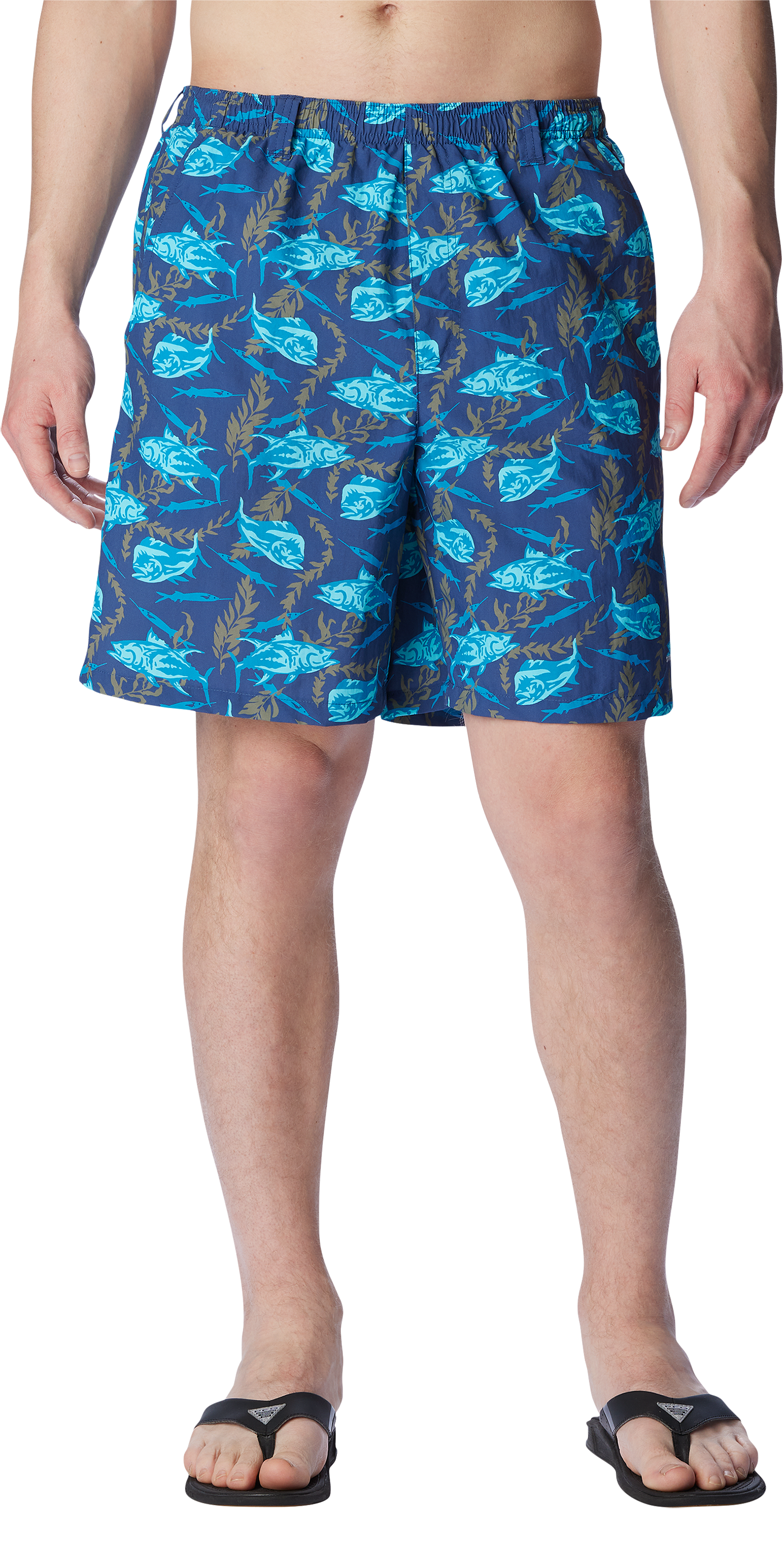 Image of Columbia Super Backcast Swim Shorts for Men - Carbon Ballybait Print - L - 6″