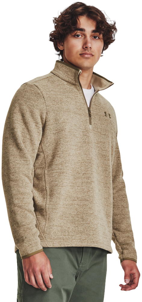 Under Armour Specialist Quarter-Zip Long-Sleeve Pullover for Men - City Khaki/Bayou - S - Under Armour