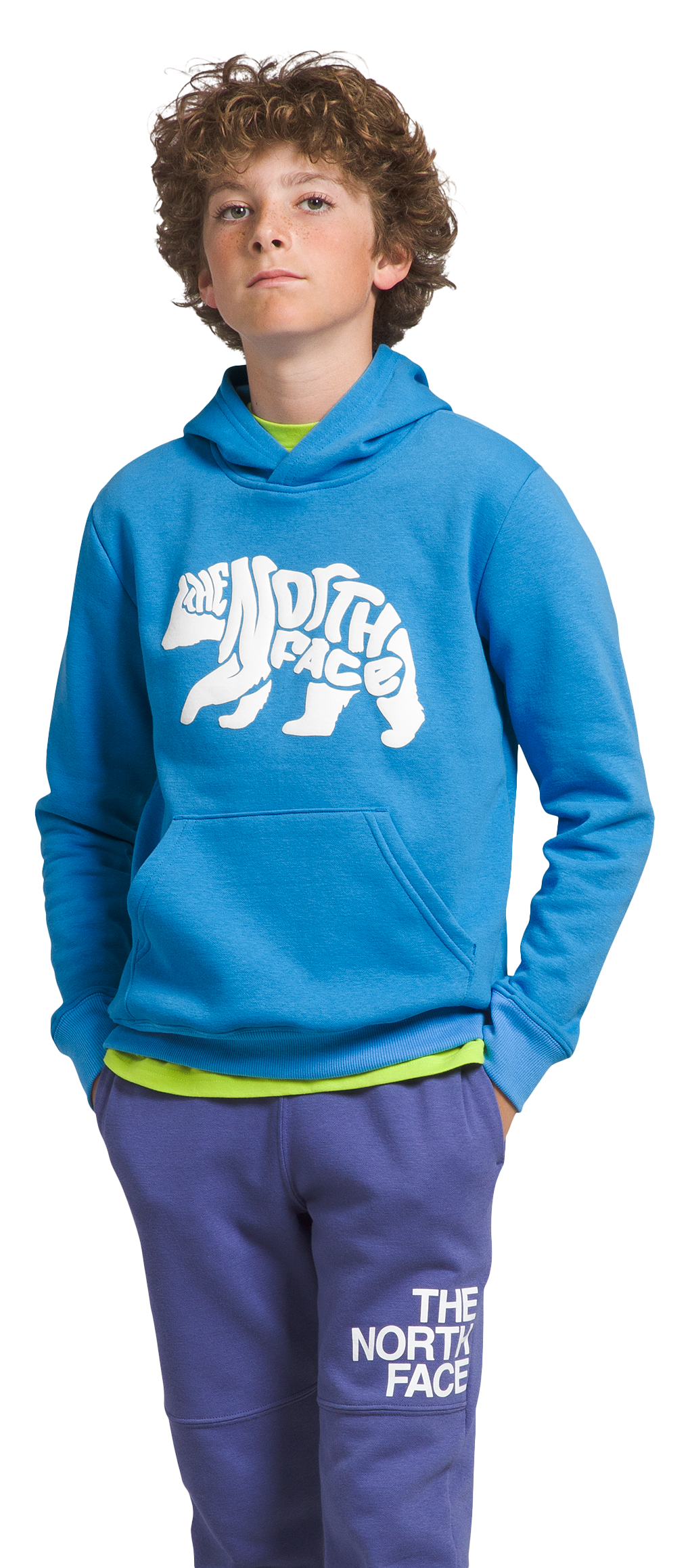 Image of The North Face Camp Fleece Midweight Long-Sleeve Hoodie for Boys - Optic Blue/TNF White - S