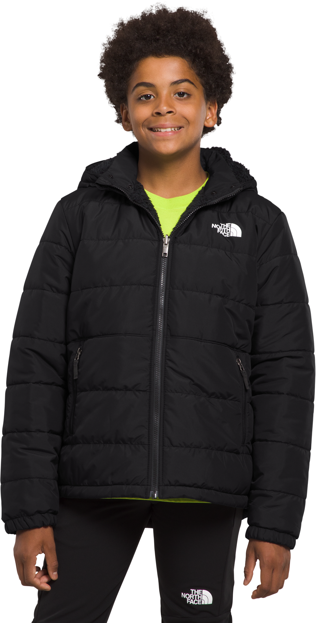 Image of The North Face Reversible Mount Chimbo Full-Zip Hooded Jacket for Boys - TNF Black - S