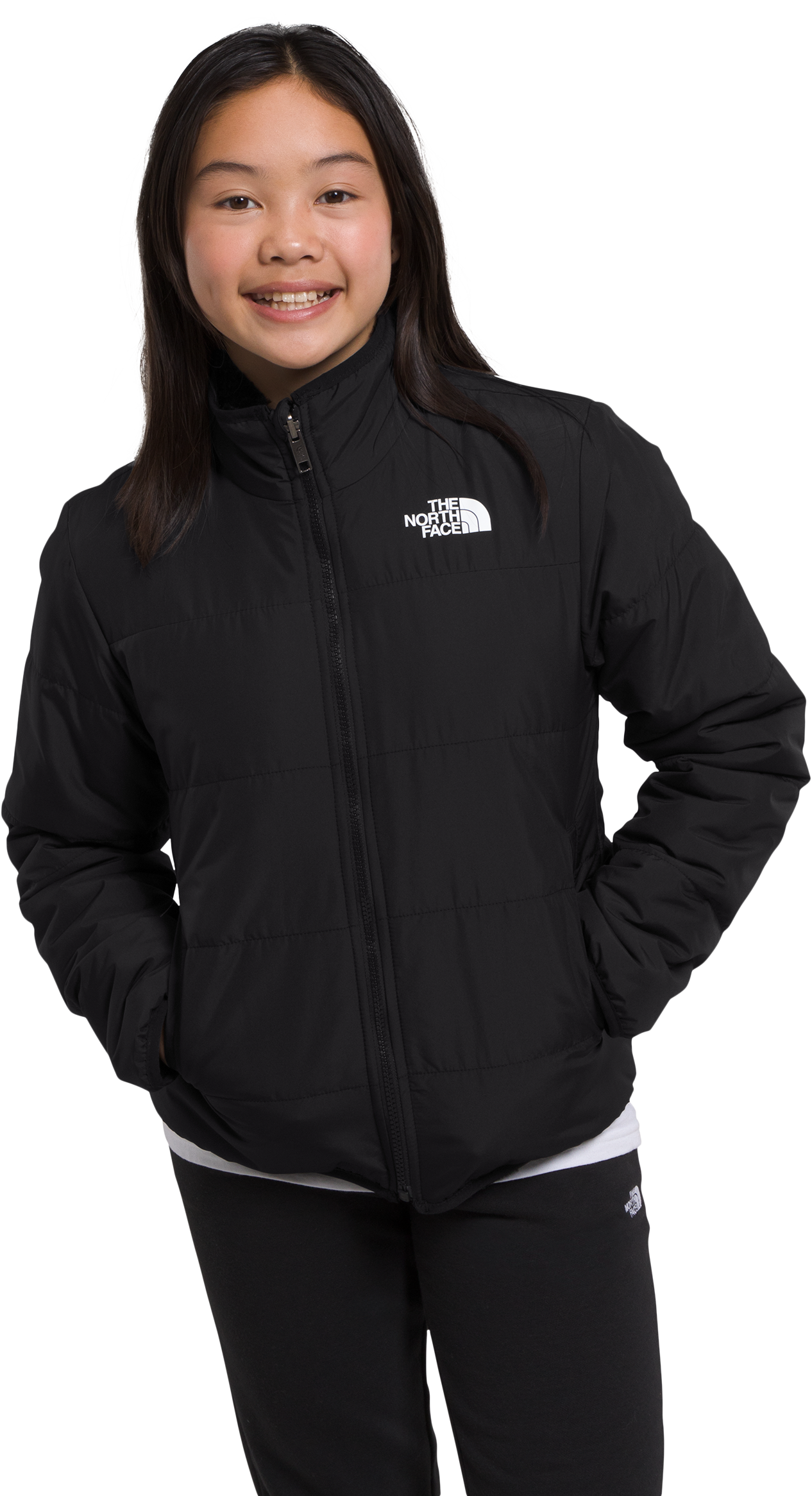 Image of The North Face Mossbud Reversible Jacket for Girls - TNF Black - S