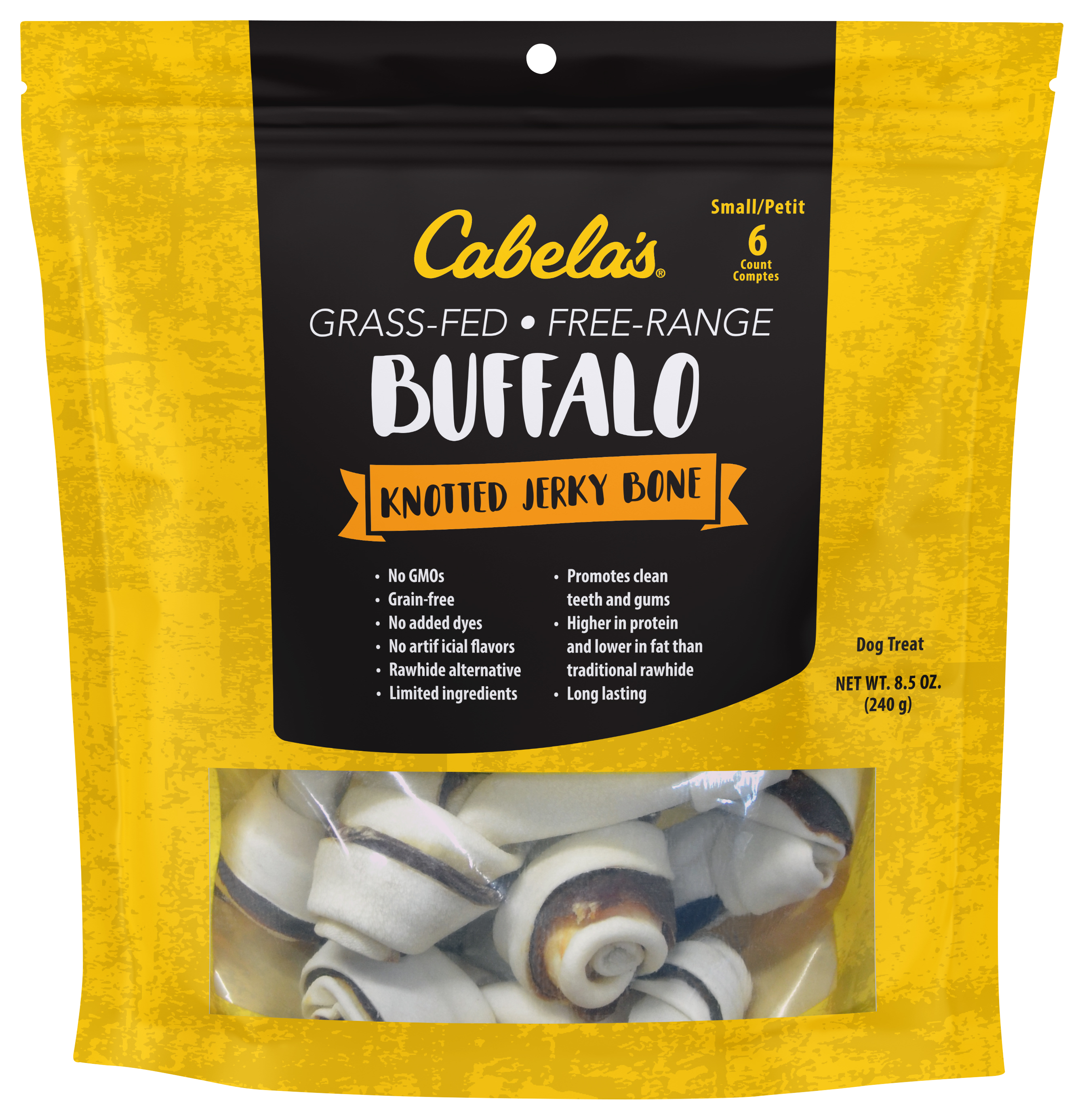 Cabela's Buffalo Knotted Jerky Bone Dog Treats - Small - 6 Count - Cabela's