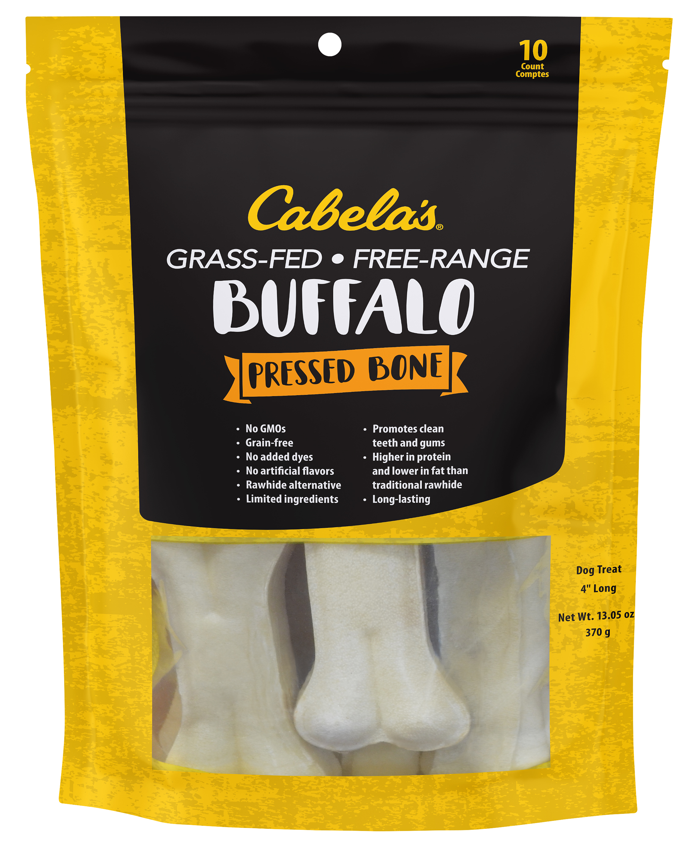 Cabela's Buffalo Pressed Bone Dog Treats - 4' - 10 Count - Cabela's