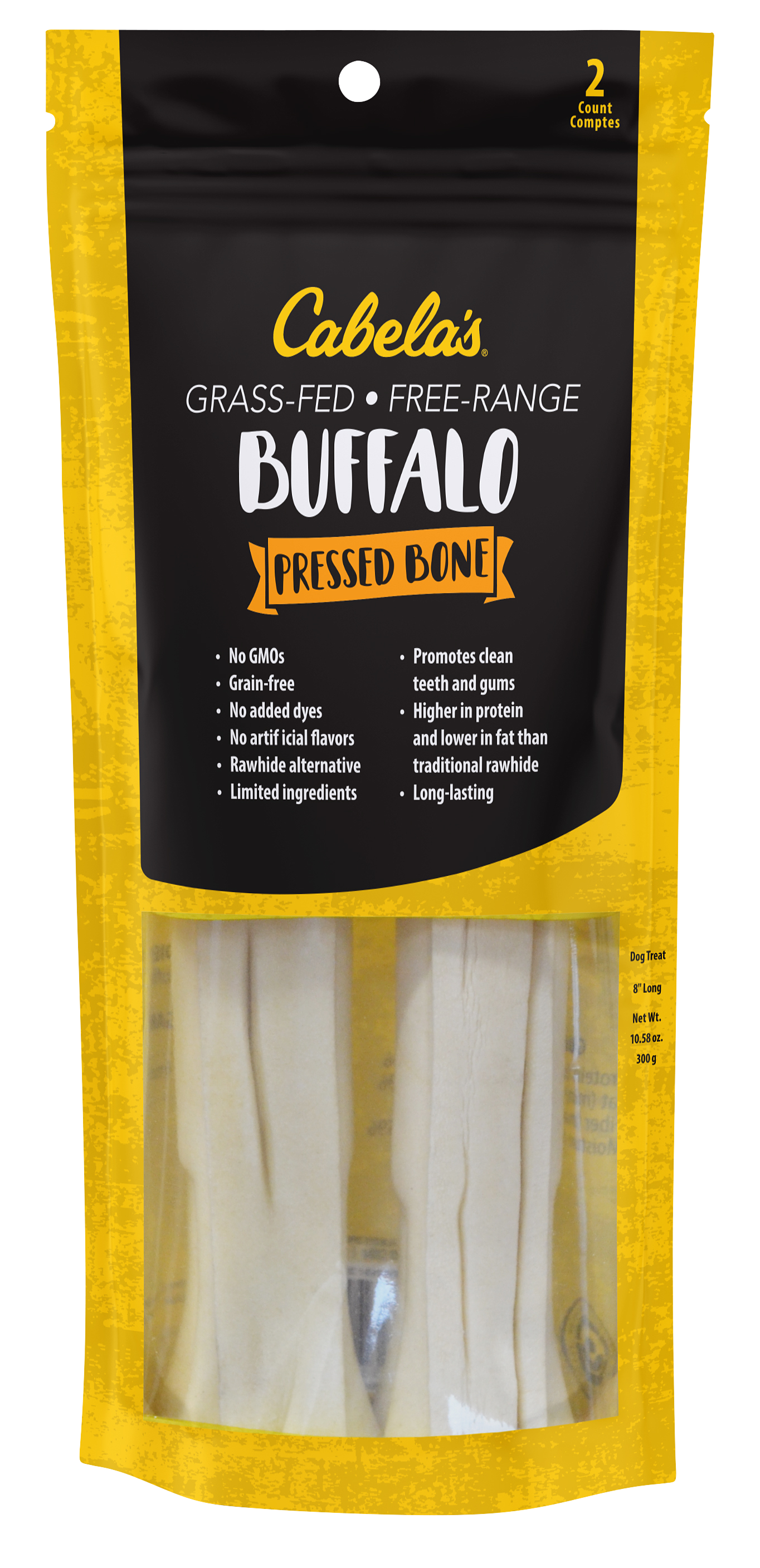 Cabela's Buffalo Pressed Bone Dog Treats - 8' - 2 Count - Cabela's