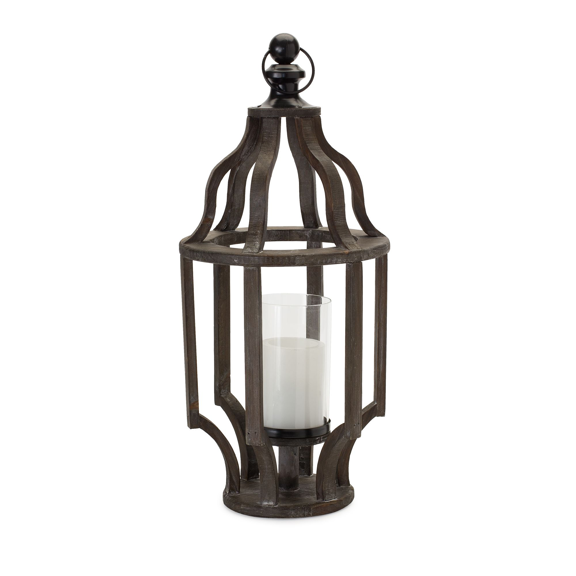 Image of Melrose International Open Lantern Candle Holder - Dark Brown - 9'L x 22.5'H