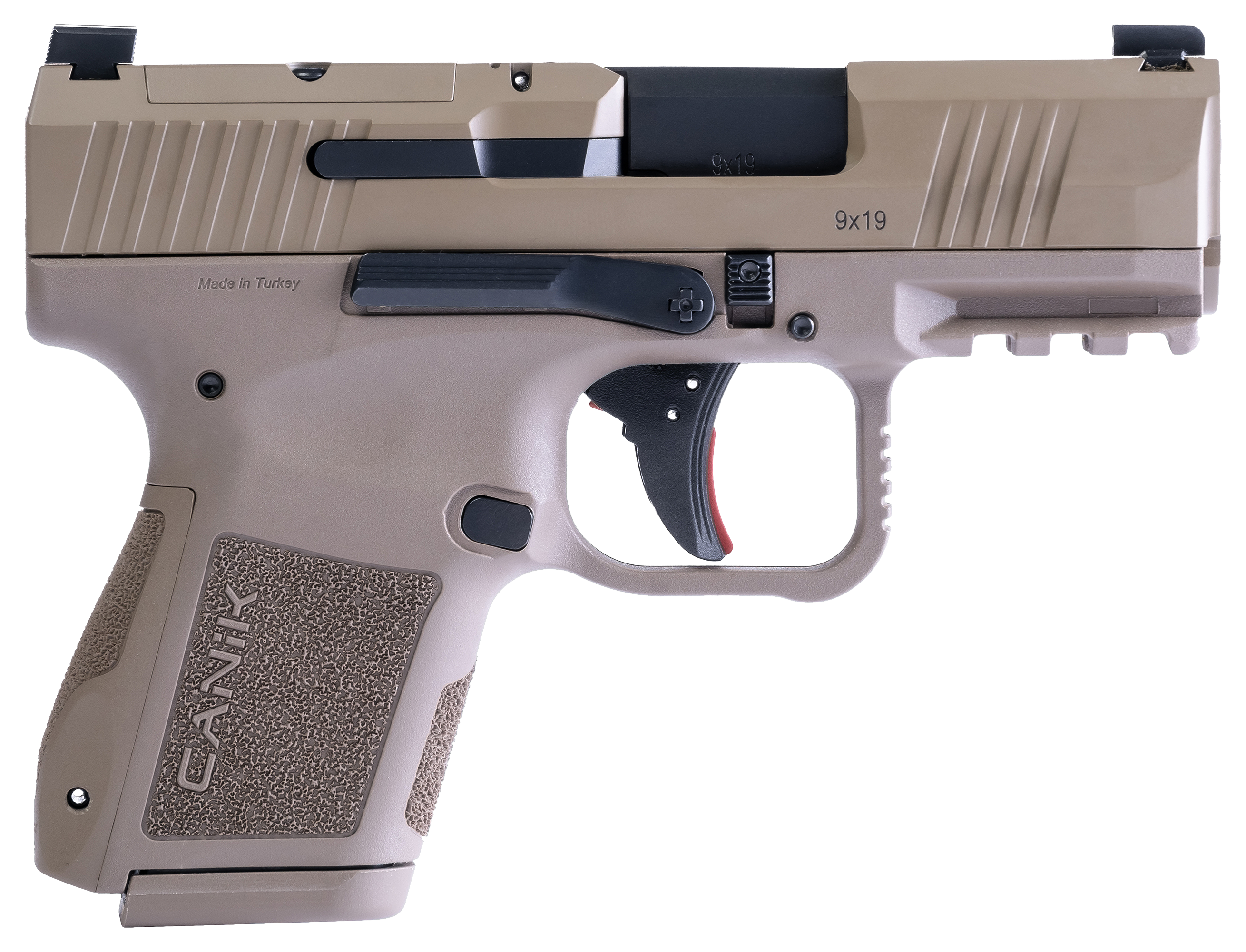 CANiK Mete MC9 SemiAuto Pistol  Ambidextrous  Cerakote over Nitride  FDE  15  1
