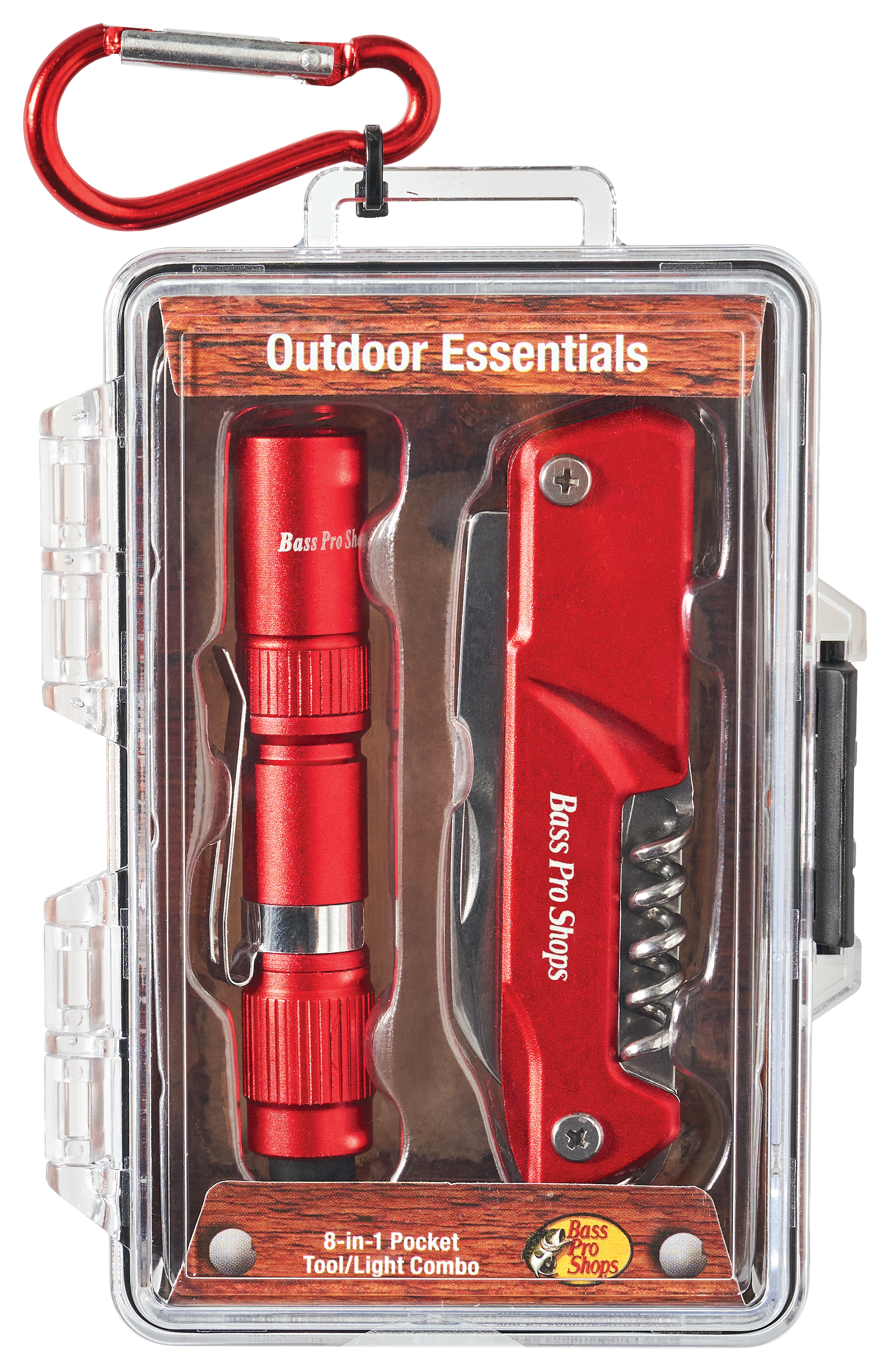 Bass Pro Shops Outdoor Essentials 8-in-1 Pocket Tool and Light Combo - Red - Bass Pro Shops