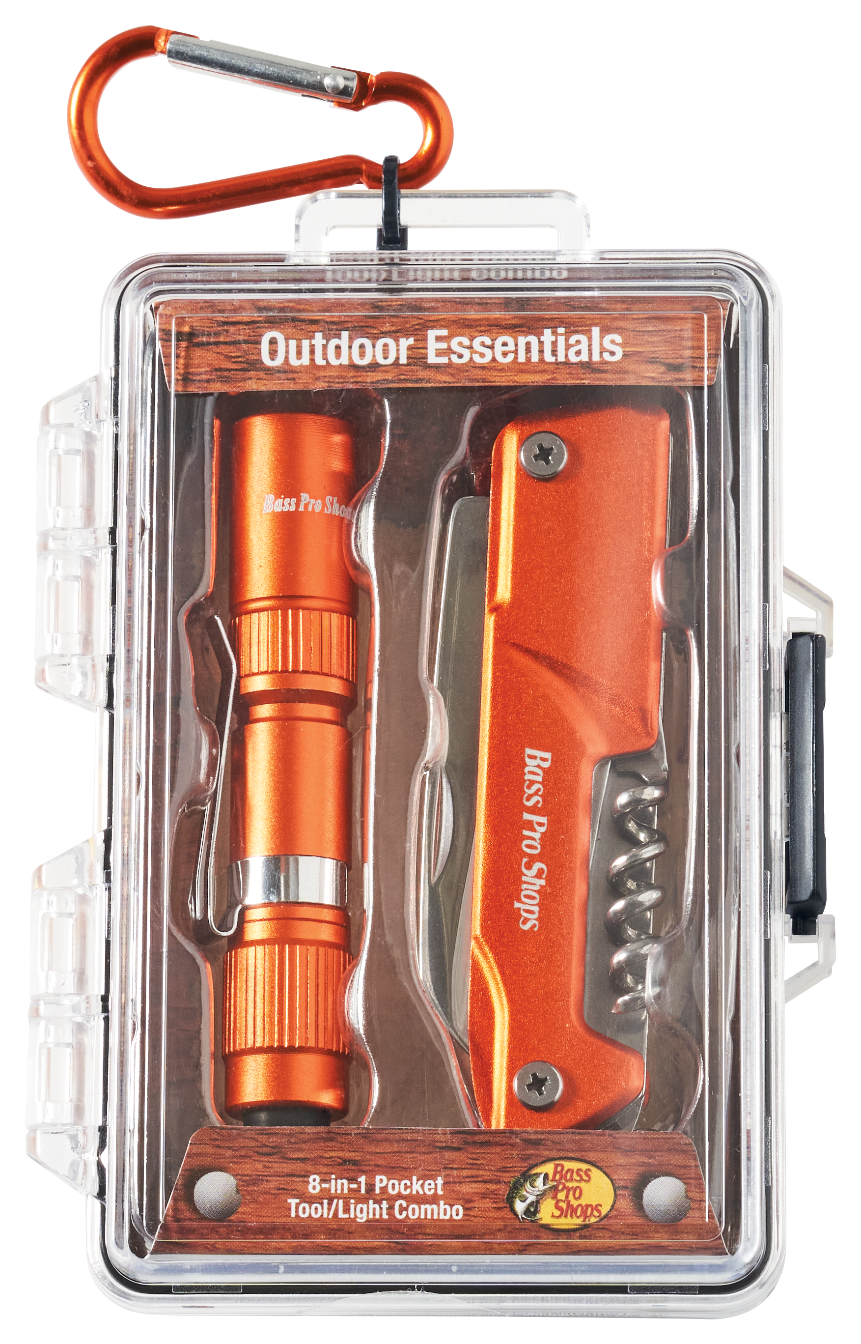 Bass Pro Shops Outdoor Essentials 8-in-1 Pocket Tool and Light Combo - Orange - Bass Pro Shops
