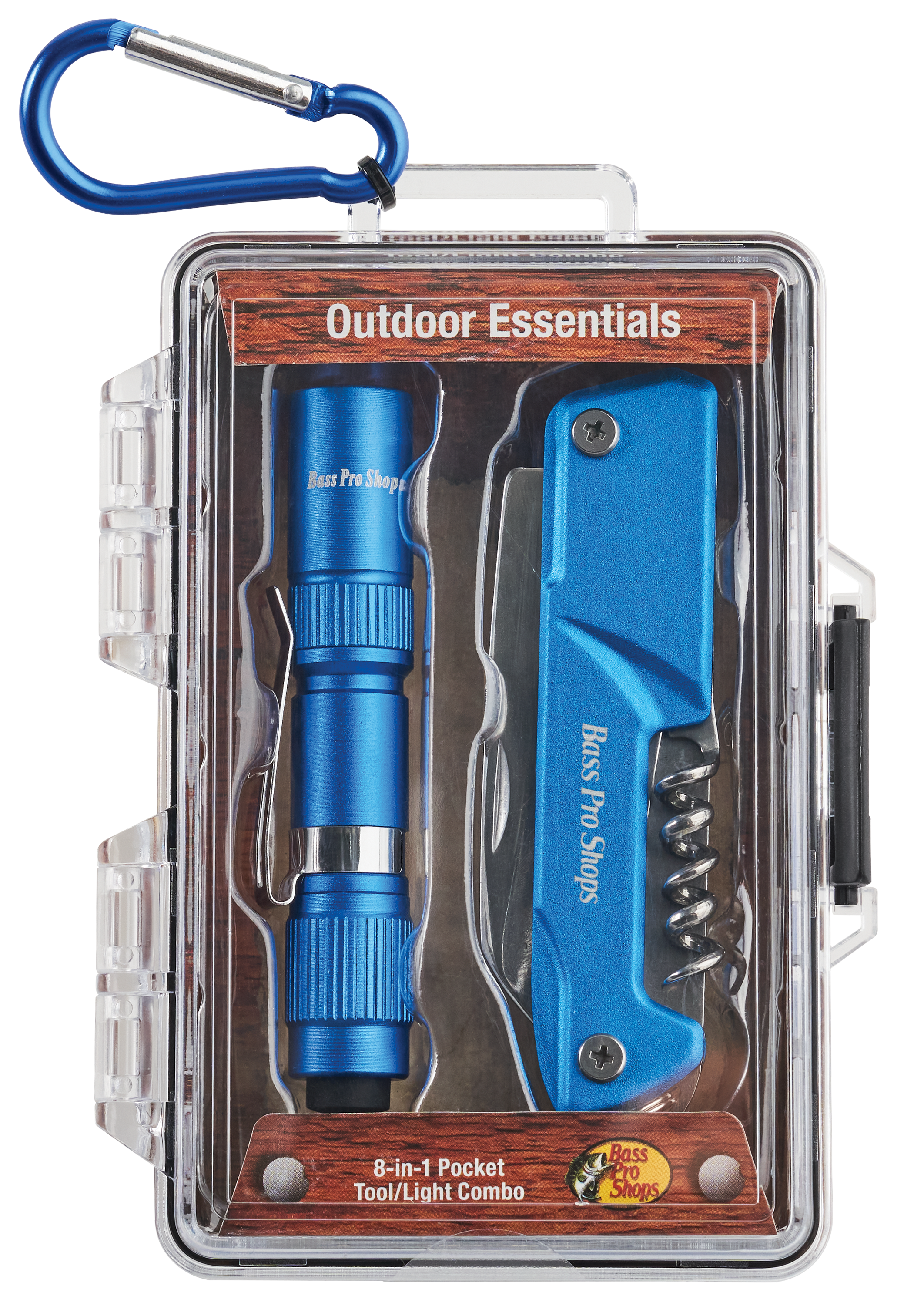 Bass Pro Shops Outdoor Essentials 8-in-1 Pocket Tool and Light Combo - Blue - Bass Pro Shops