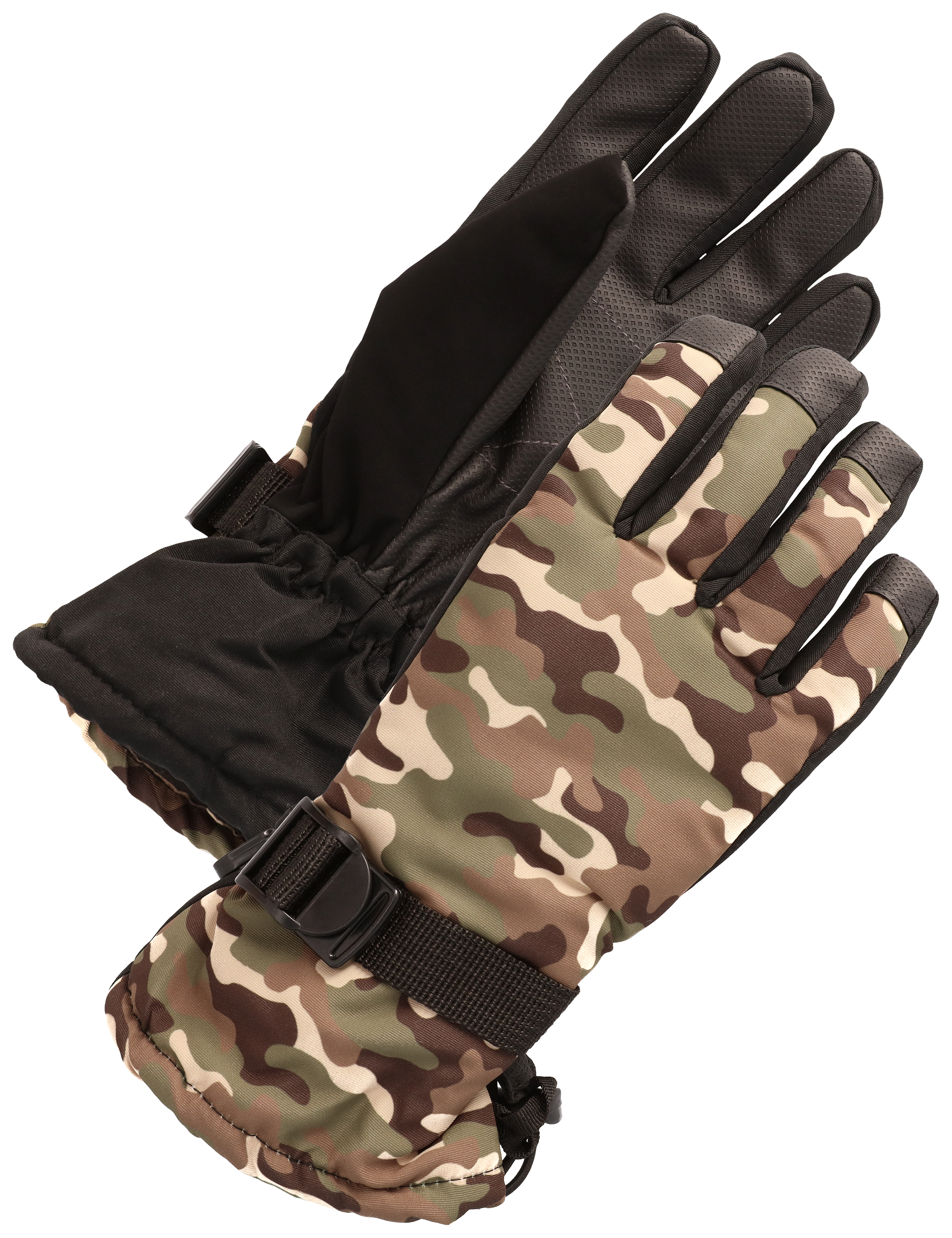 Image of Grand Sierra Camo Ski Gloves for Kids - Green Camo - 8-12