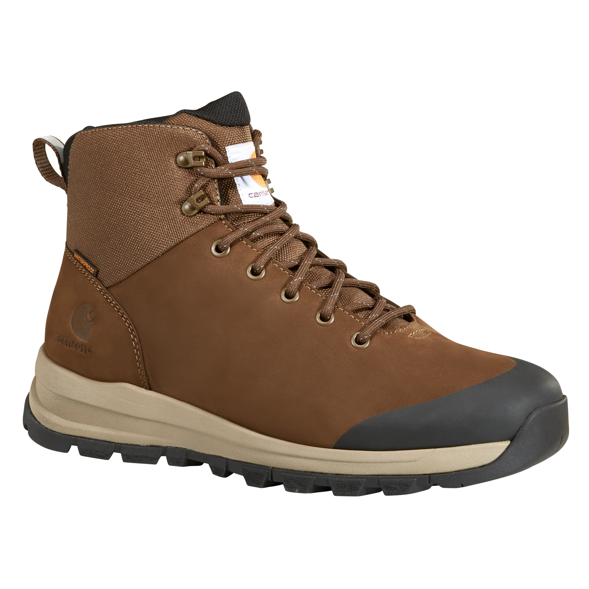 Image of Carhartt Outdoor 5' Waterproof Soft-Toe Hiker Work Boots for Men - Dark Brown Nubuck - 10M