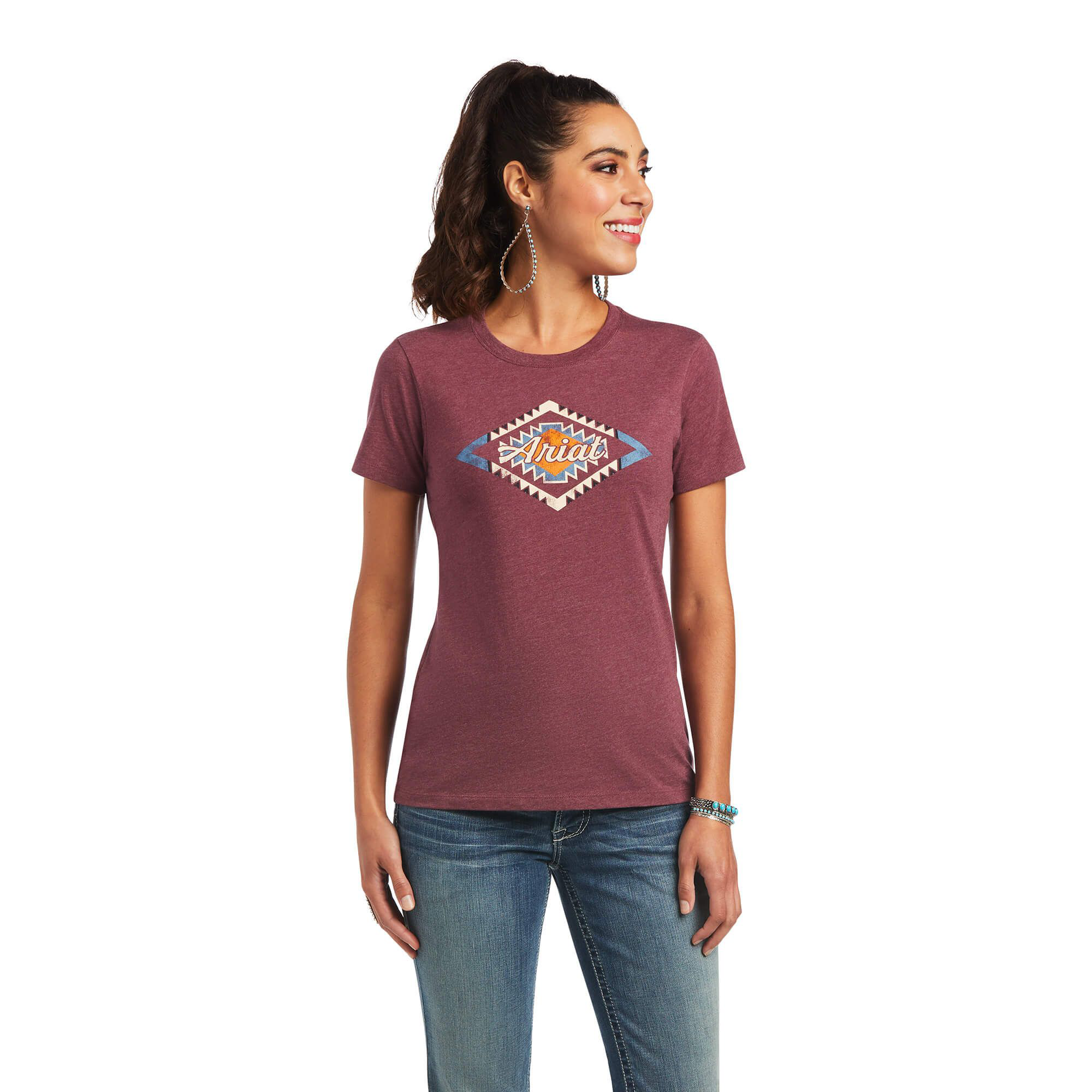 Ariat Sol Short-Sleeve T-Shirt for Ladies - Burgundy Heather - S - Ariat