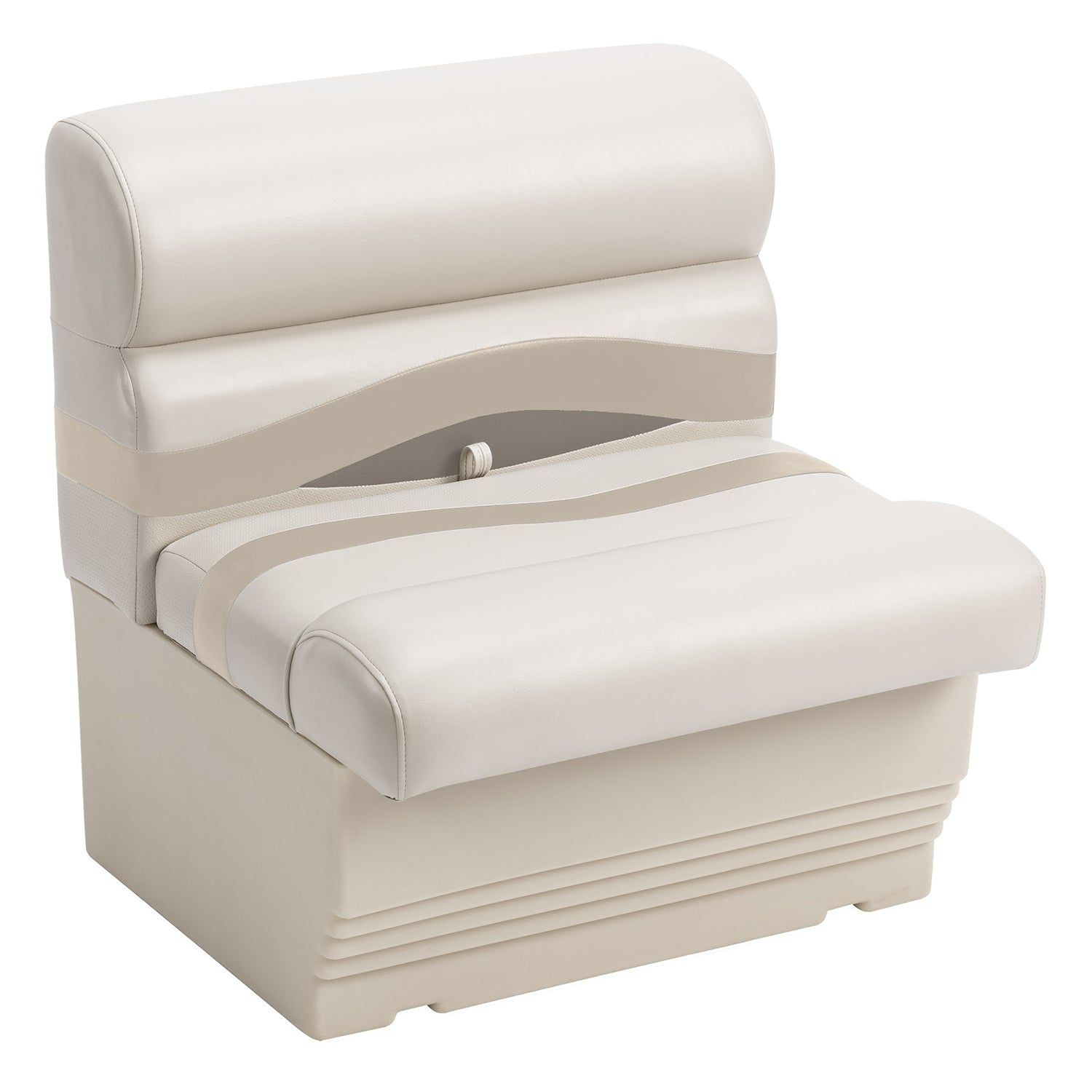 Image of Wise Premier Series Pontoon Furniture 27' Bench Seat with Base - Stone/Mocha Java/Khaki