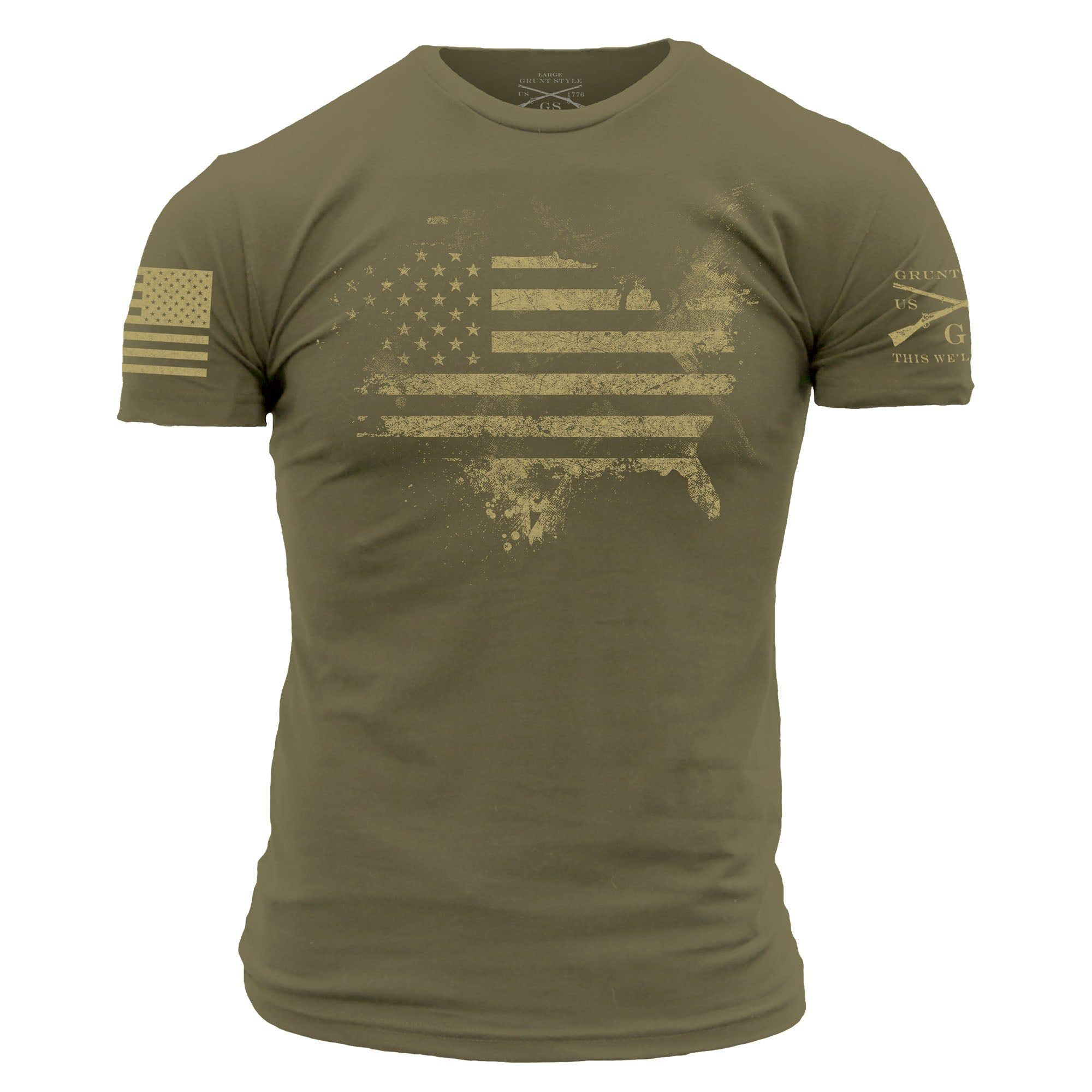 Grunt Style American Acid Short-Sleeve T-Shirt for Men - Military Green - S - Grunt Style