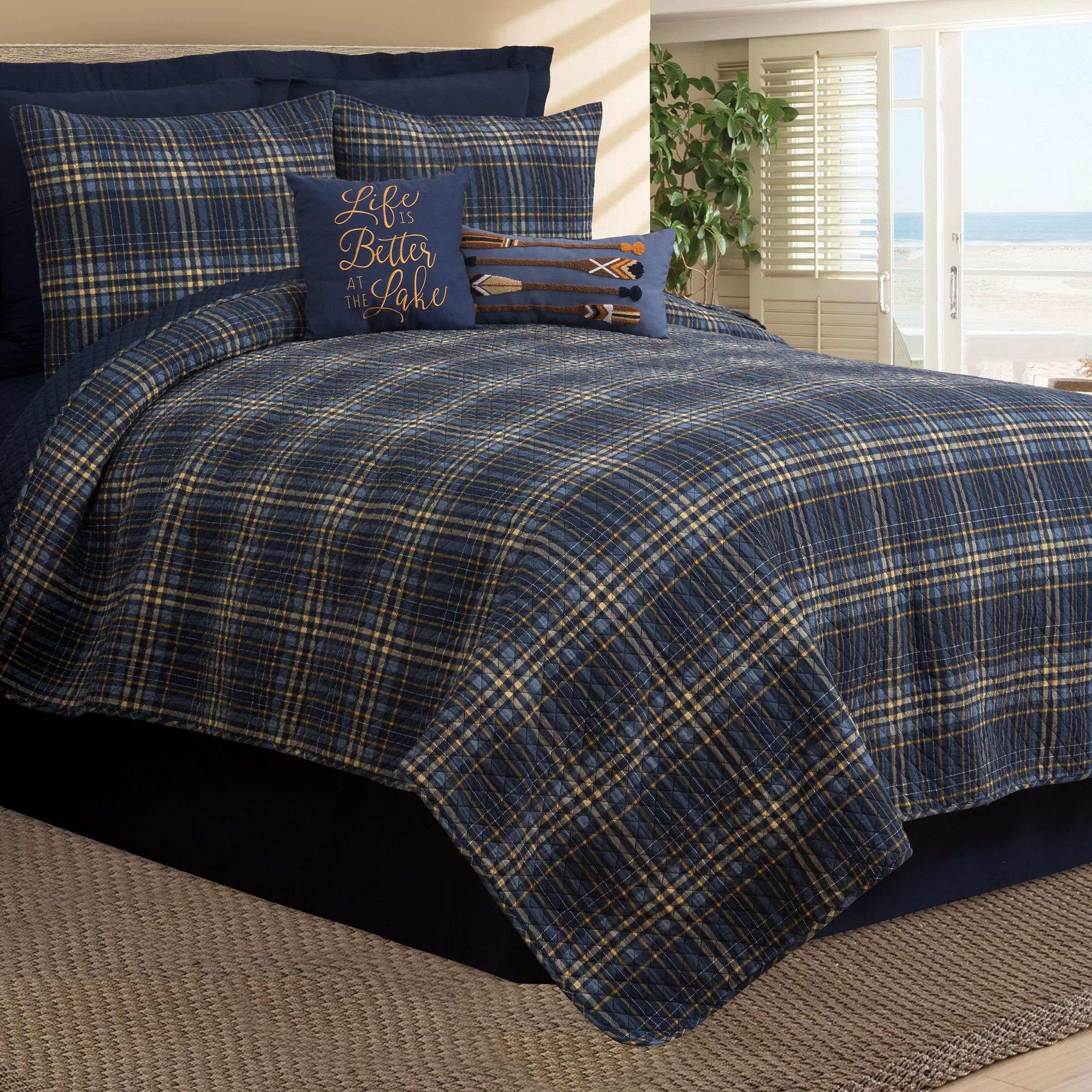 Image of C&ampF Home Harvey Blue Plaid Quilt - King