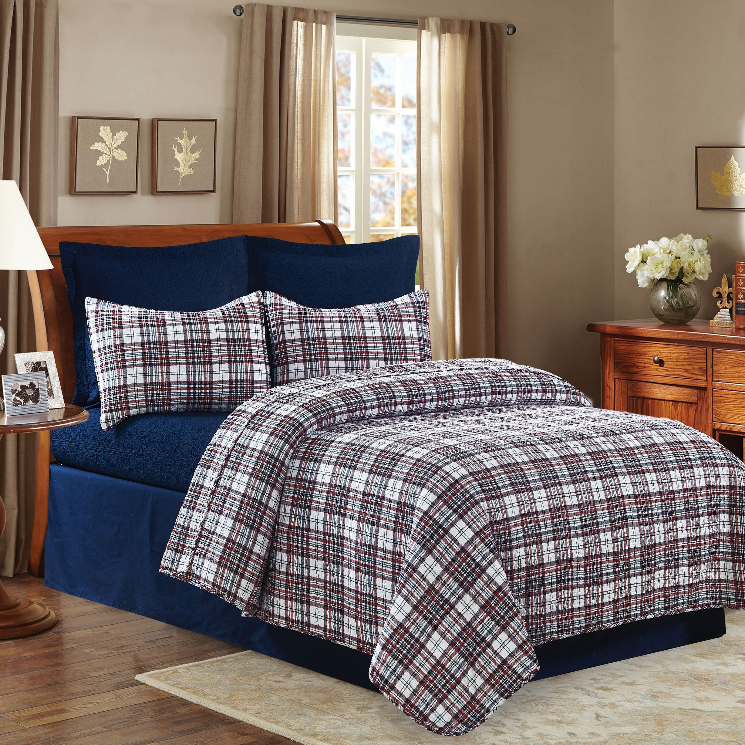 Image of C&ampF Home Benjamin Blue Plaid Quilt Set - Twin