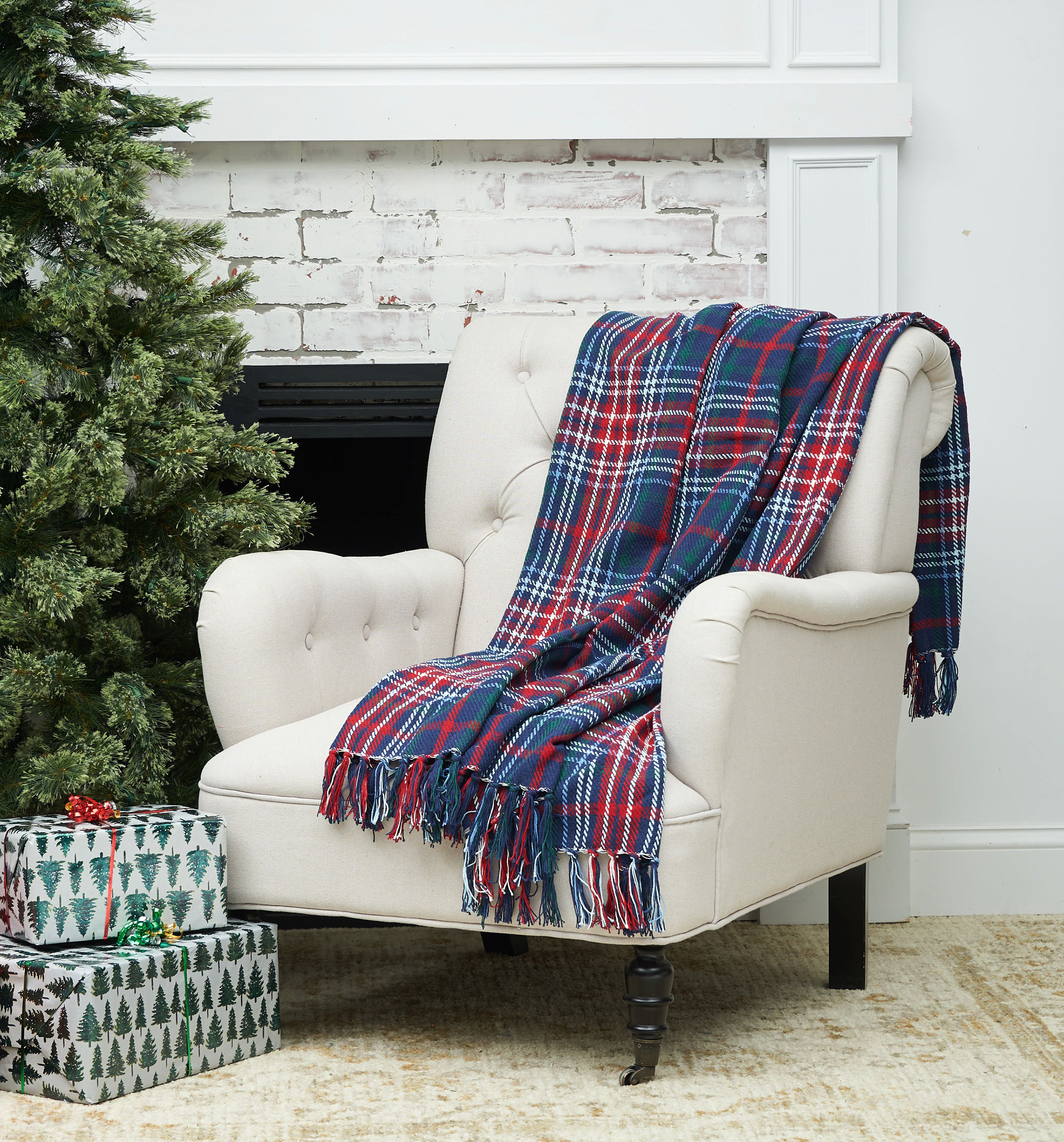 Image of C&ampF Home Douglas Blue Plaid Throw Blanket