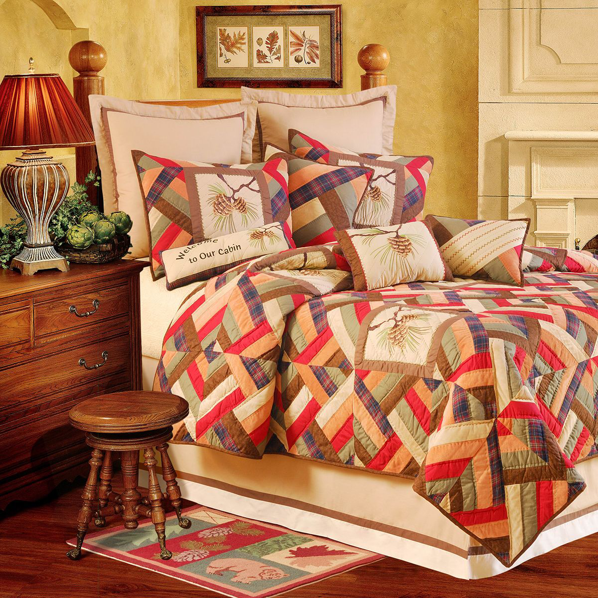 Image of C&ampF Home Wilderness Lodge Pinecone Quilt - King