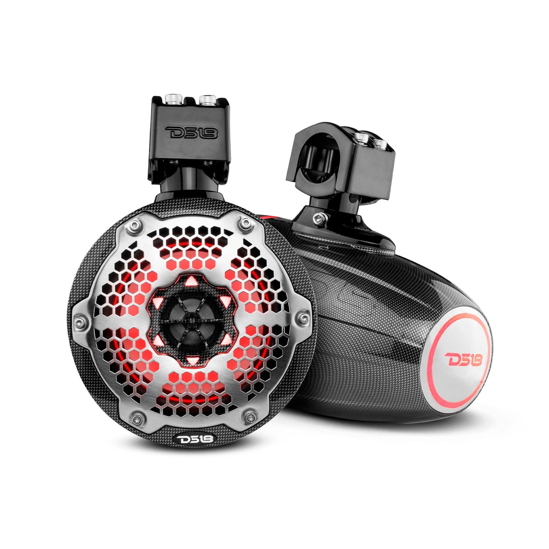 Image of DS18 HYDRO CF-X6TP 6.5' Marine Water-Resistant Wakeboard Tower Speakers with Integrated RGB LED Lights