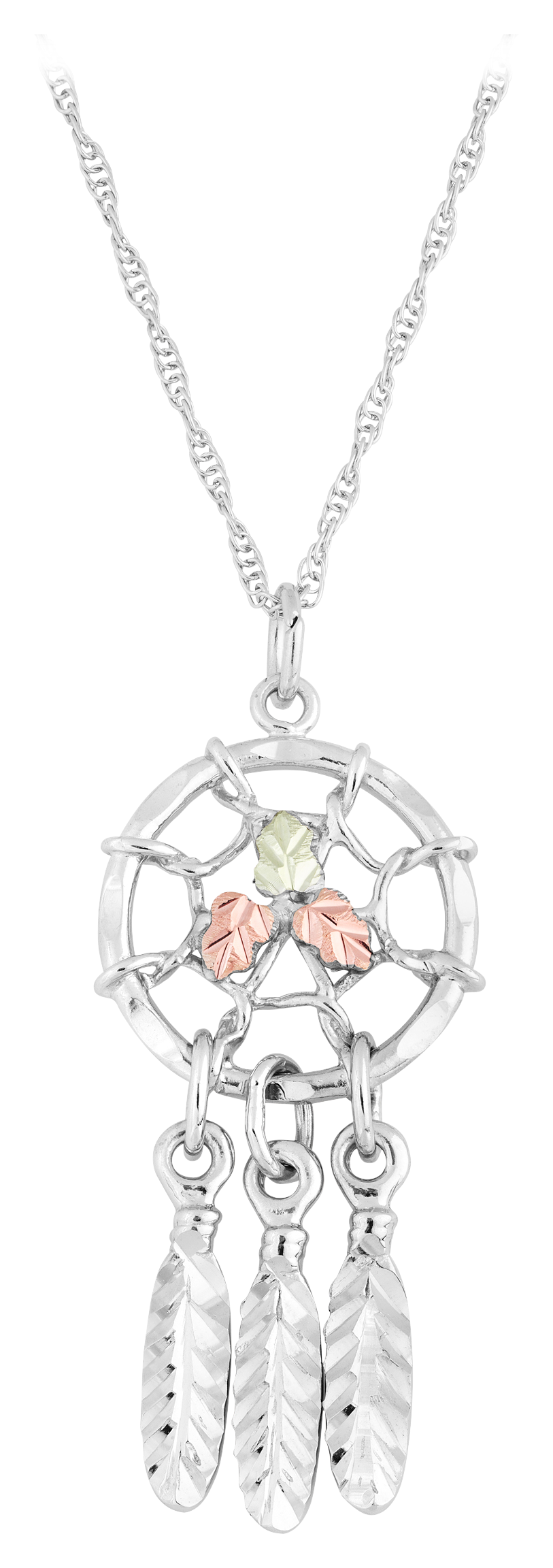 Landstroms Black Hills Gold on Silver Dreamcatcher Pendant Necklace