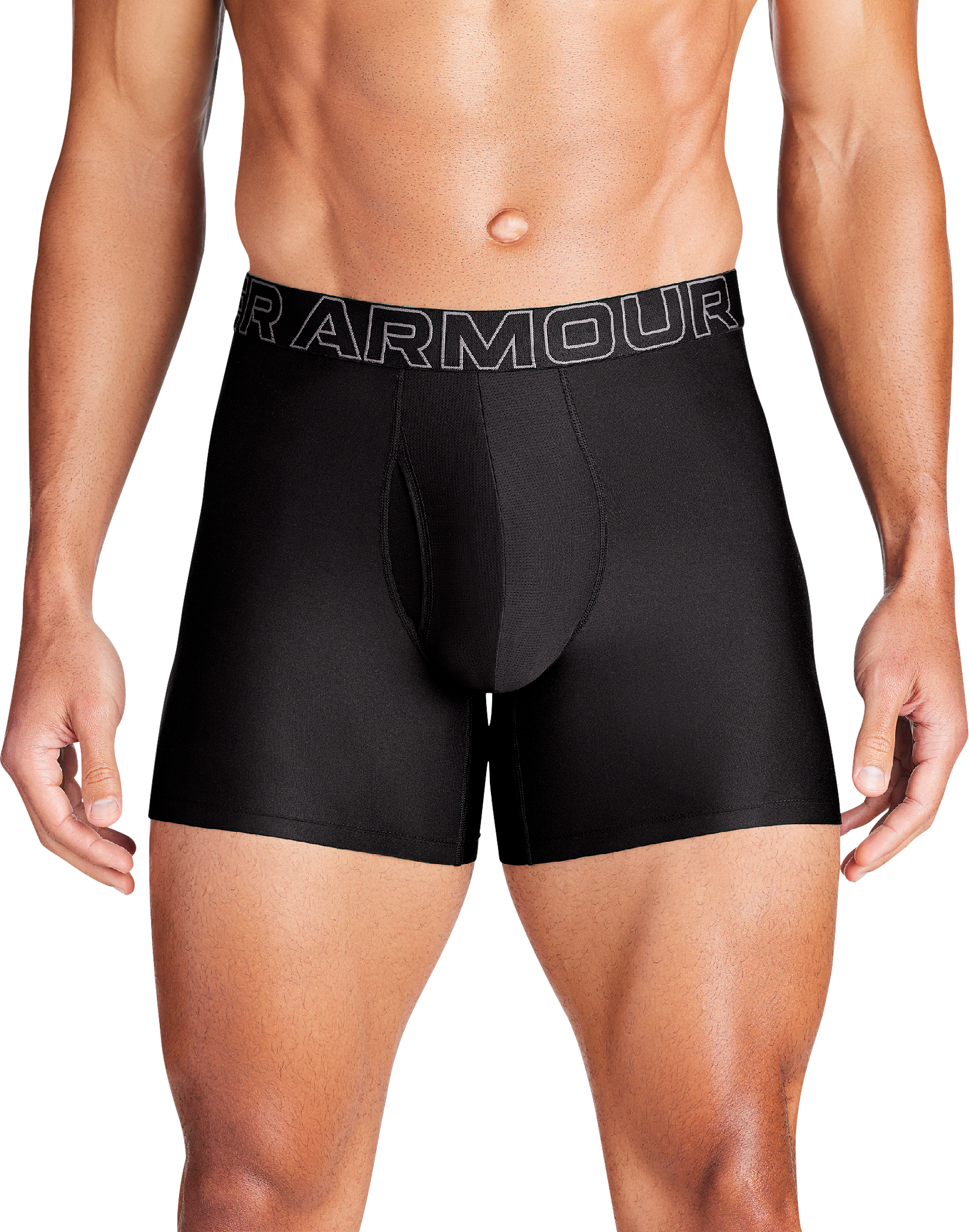 Image of Under Armour Performance Tech 6″ Boxer Briefs for Men 3-Pack - Black/Black - S