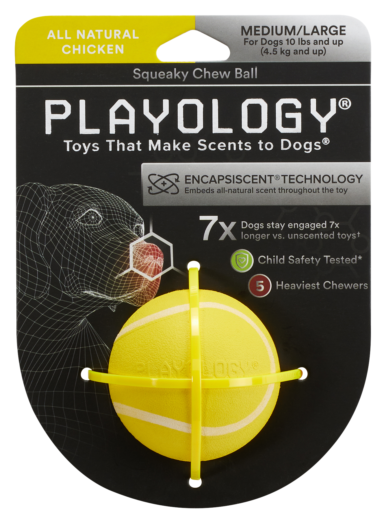 Playology Chicken Squeaky Chew Ball for Dogs - Medium/Large - Playology