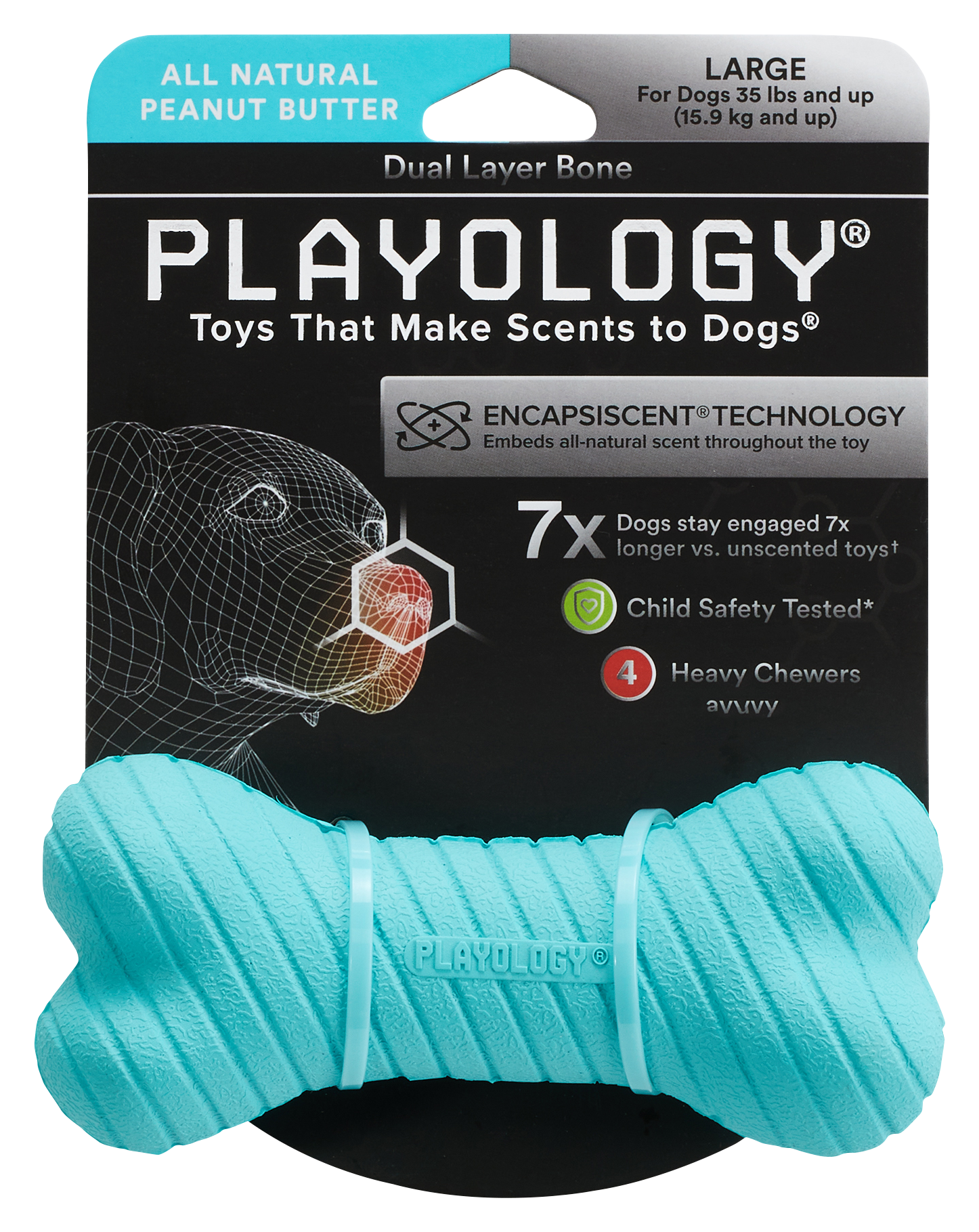 Playology Peanut Butter Dual Layer Bone for Dogs - Playology